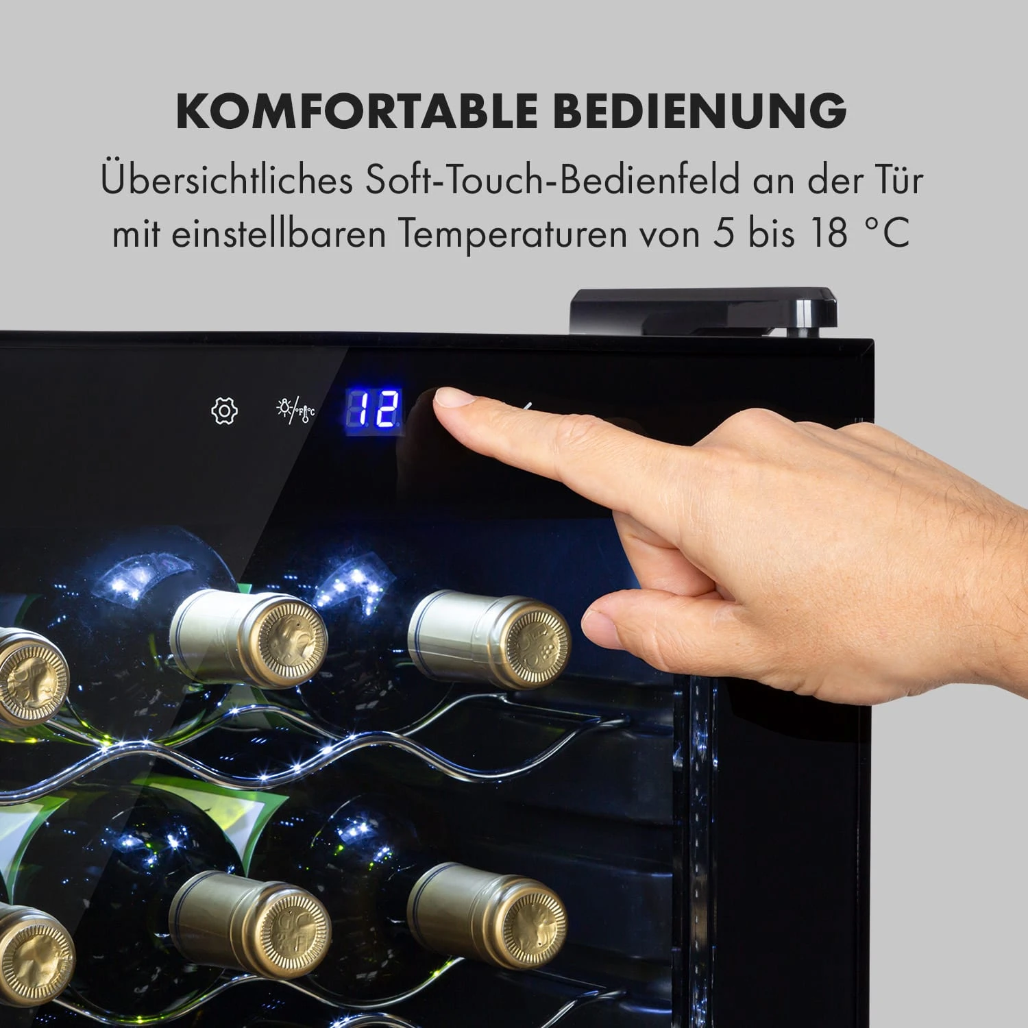 Shiraz 18 Slim Uno Weinkühlschrank 50l 18Fl Touch-Bedienfeld 5-18°C – Bild 4