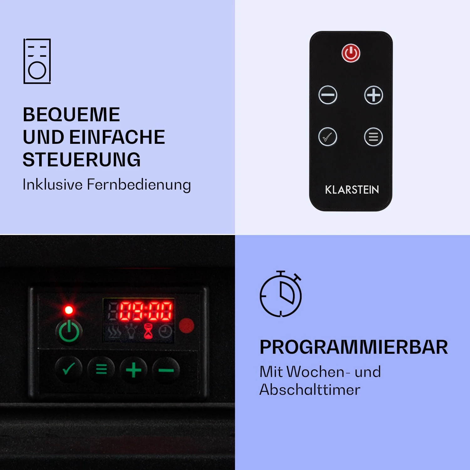 Etna Elektrokamin 1800W Wochentimer Fernbedienung LED – Bild 3