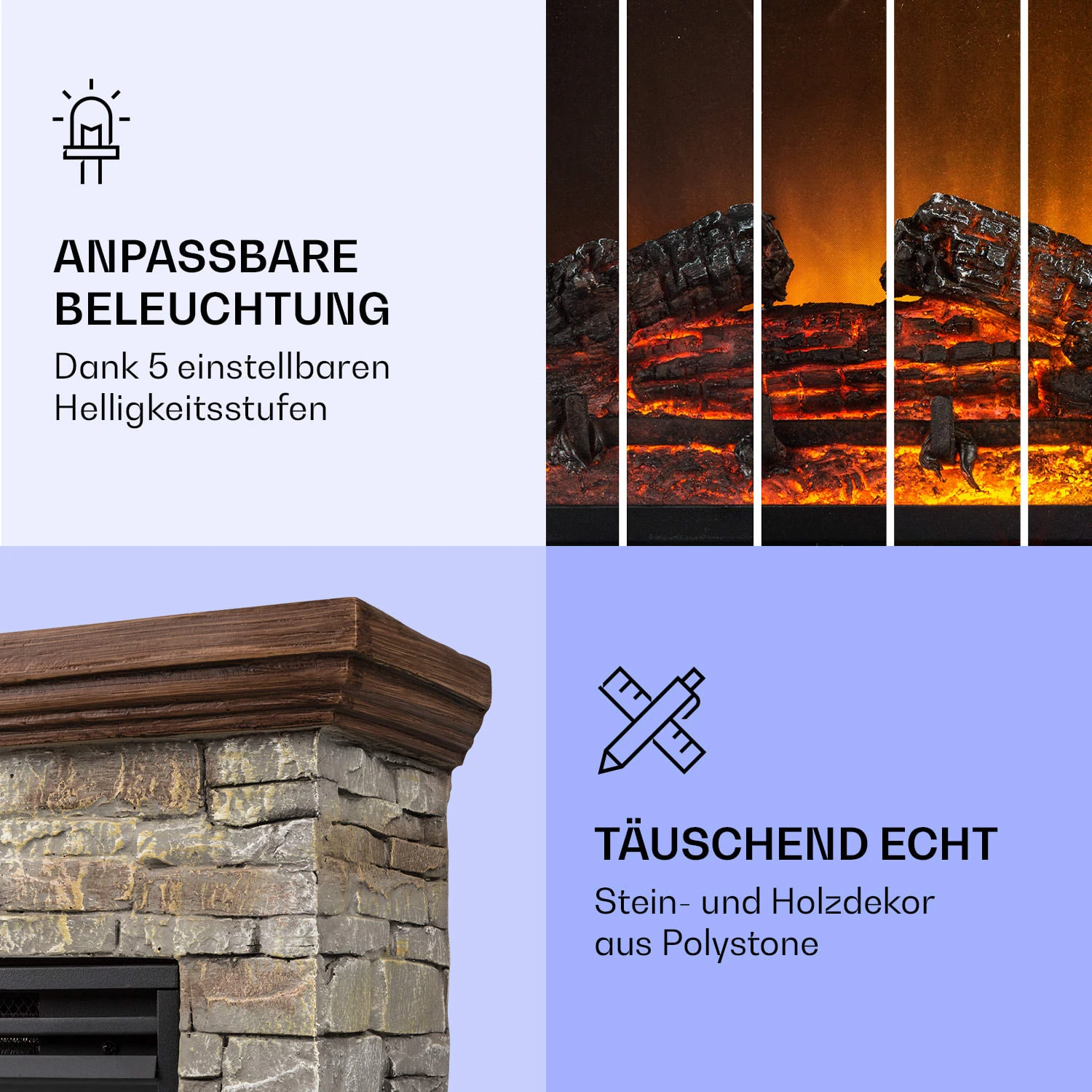 Etna Elektrokamin 1800W Wochentimer Fernbedienung LED – Bild 5