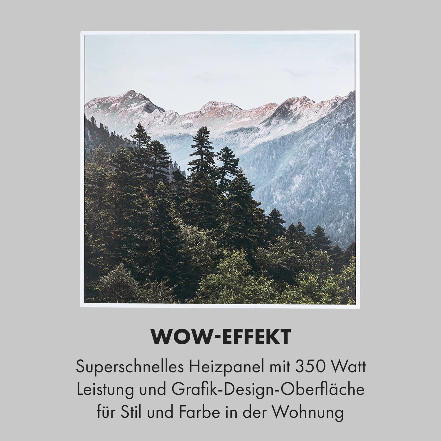 Wonderwall Air Art Smart Infrarotheizung 60x60cm 350W Wandinstallation App-Steuerung Berge – Bild 5