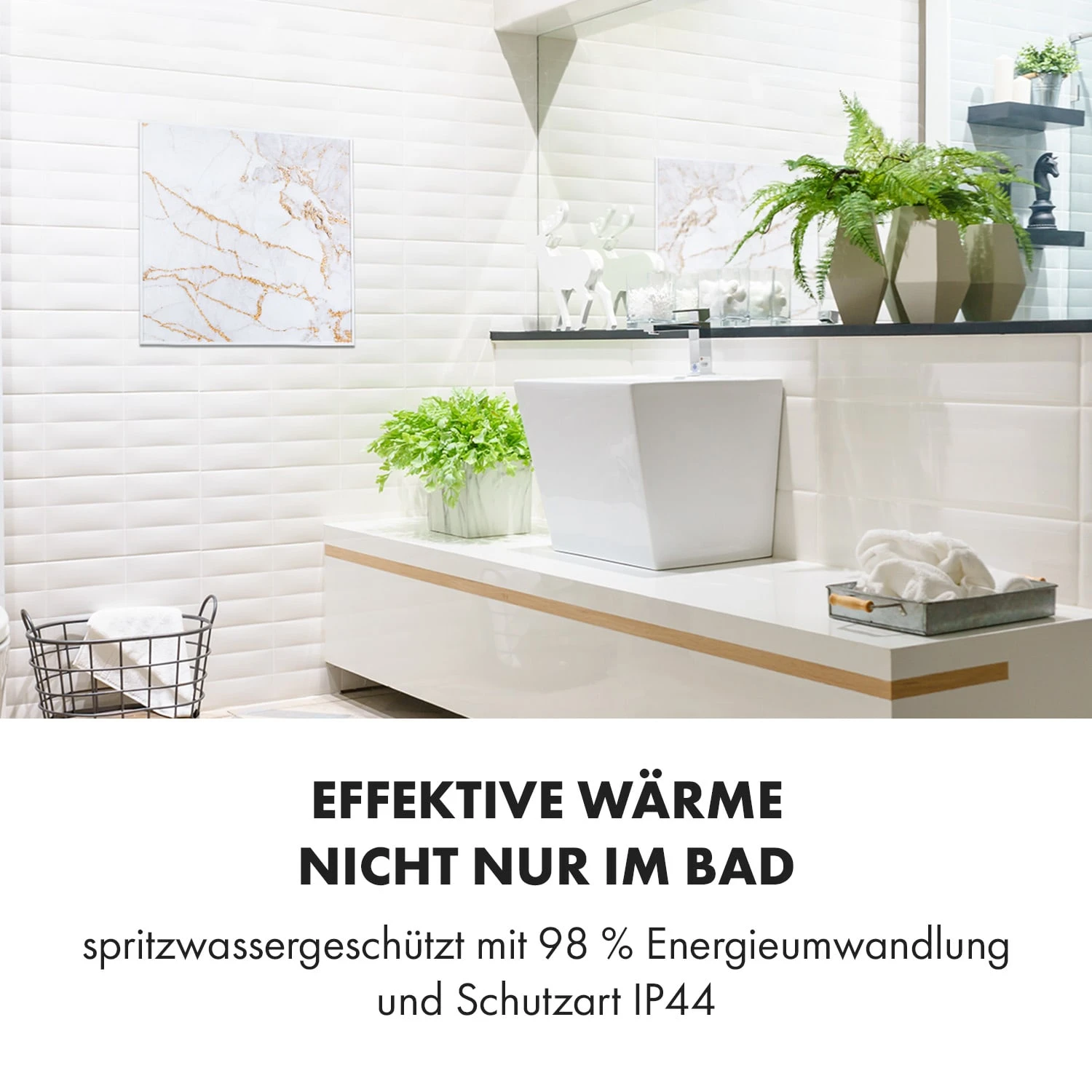 Wonderwall Air Art Smart Infrarotheizung 60x60cm 350W Wandinstallation App-Steuerung Marmor I – Bild 6