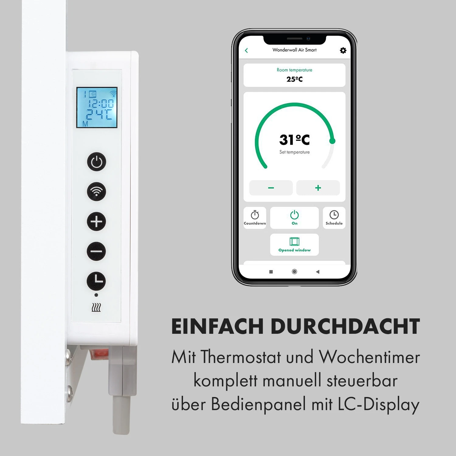 Wonderwall Air Art Smart Infrarotheizung 60x60cm 350W Wandinstallation App-Steuerung Marmor I – Bild 7