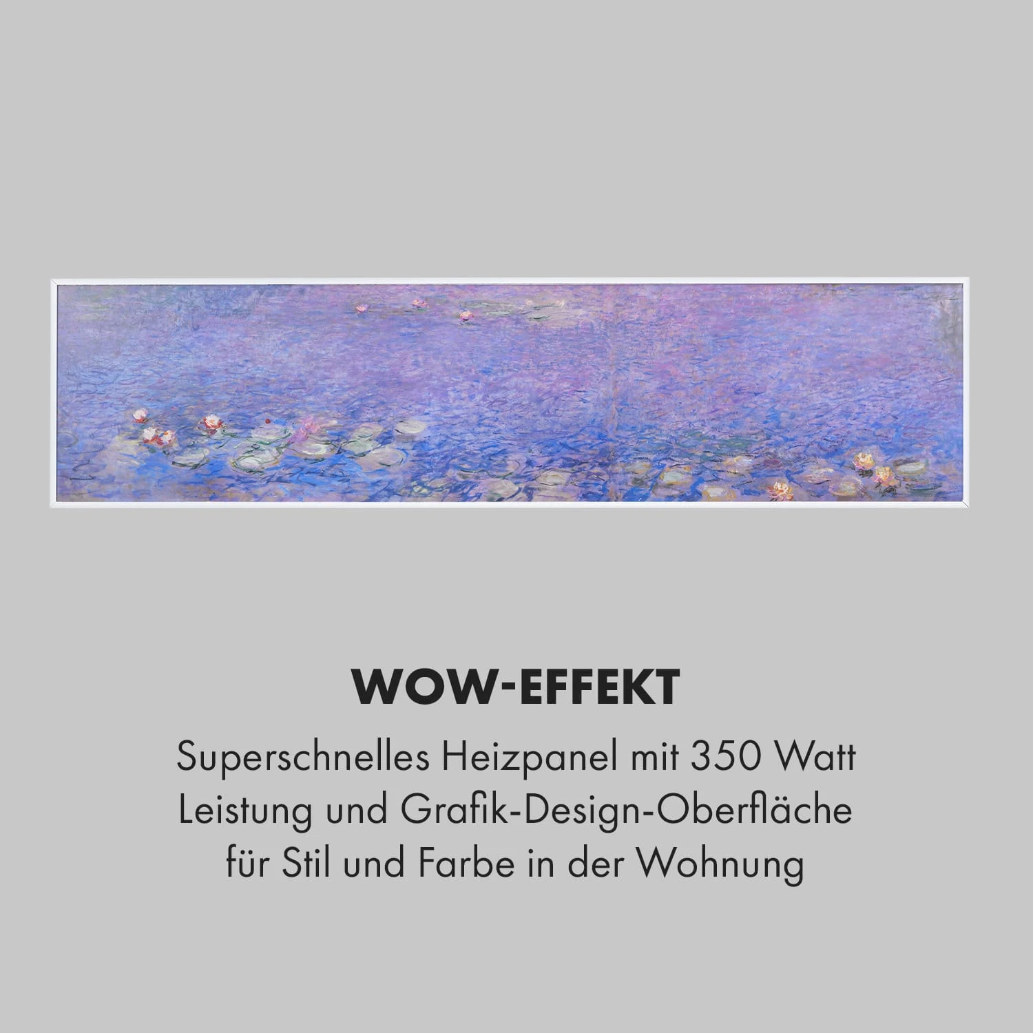 Wonderwall Air Art Smart Infrarotheizung 120x30cm 350W Wandinstallation App-Steuerung Seerosen – Bild 5