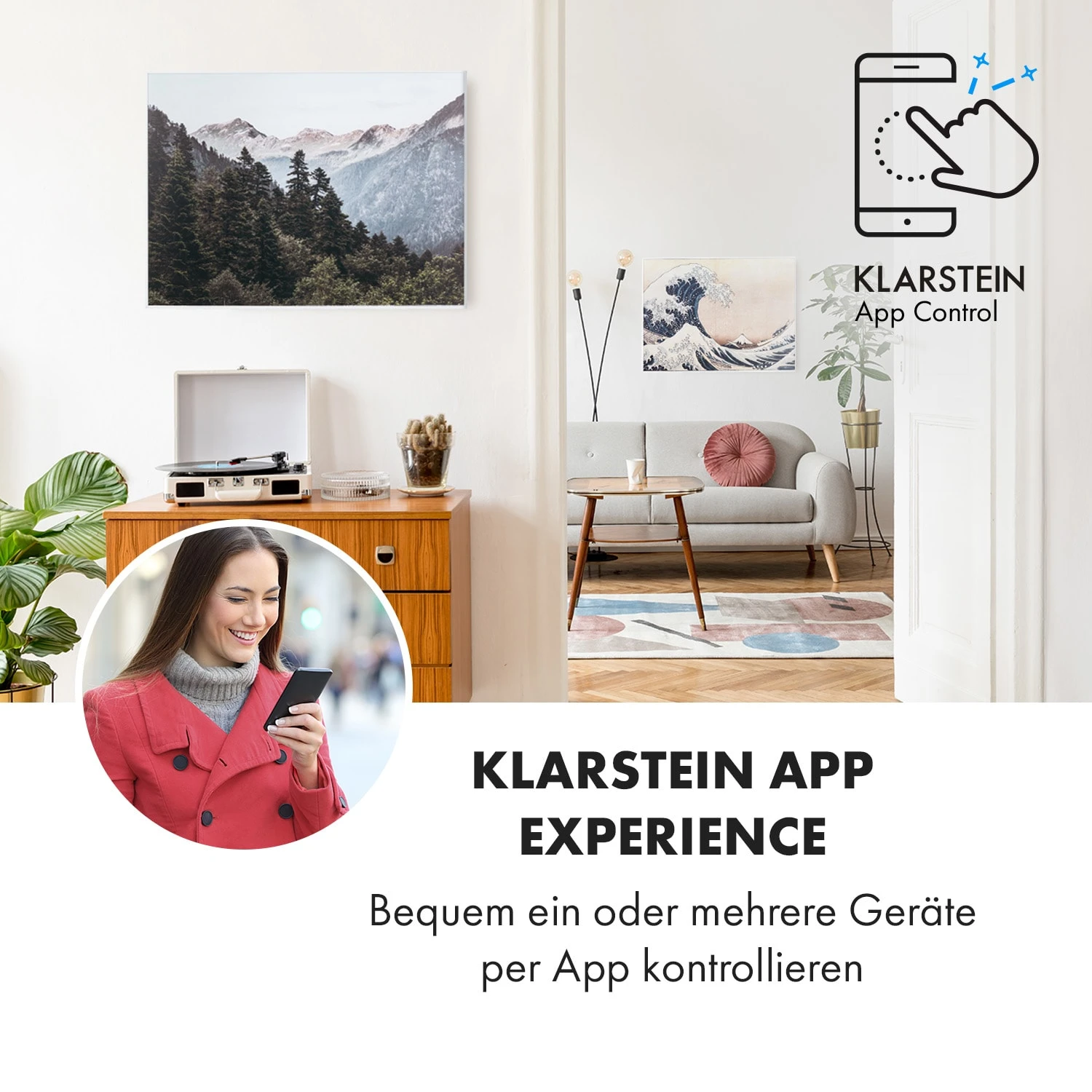 Wonderwall Air Art Smart Infrarotheizung 80x60cm 500W Wandmontage Berg – Bild 2