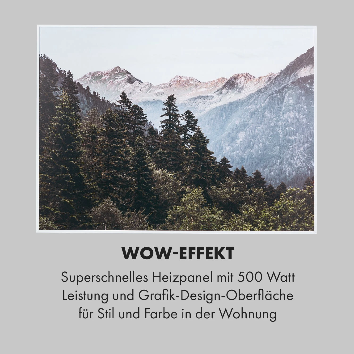 Wonderwall Air Art Smart Infrarotheizung 80x60cm 500W Wandmontage Berg – Bild 5
