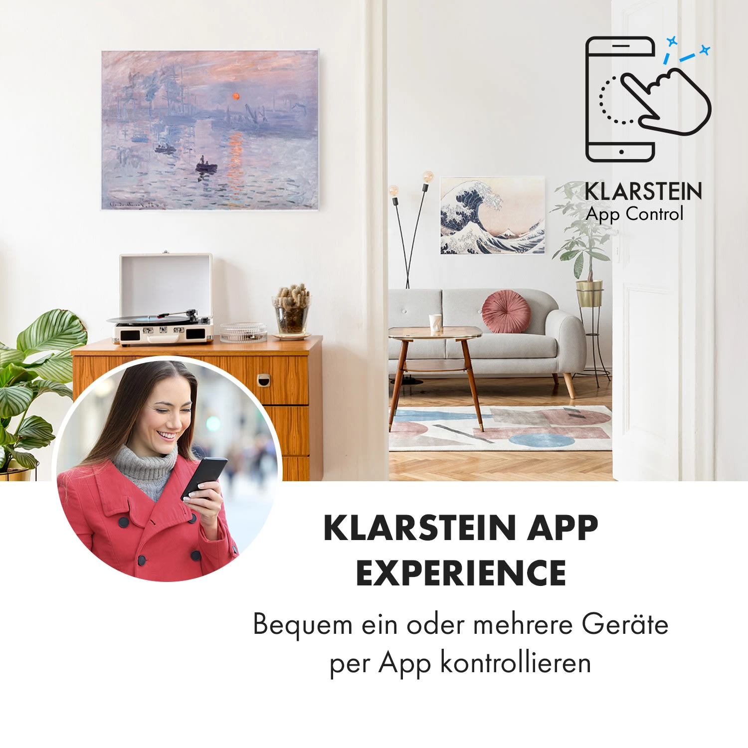 Wonderwall Air Art Smart Infrarotheizung 80x60cm 500W Wandmontage Sonnenaufgang – Bild 2