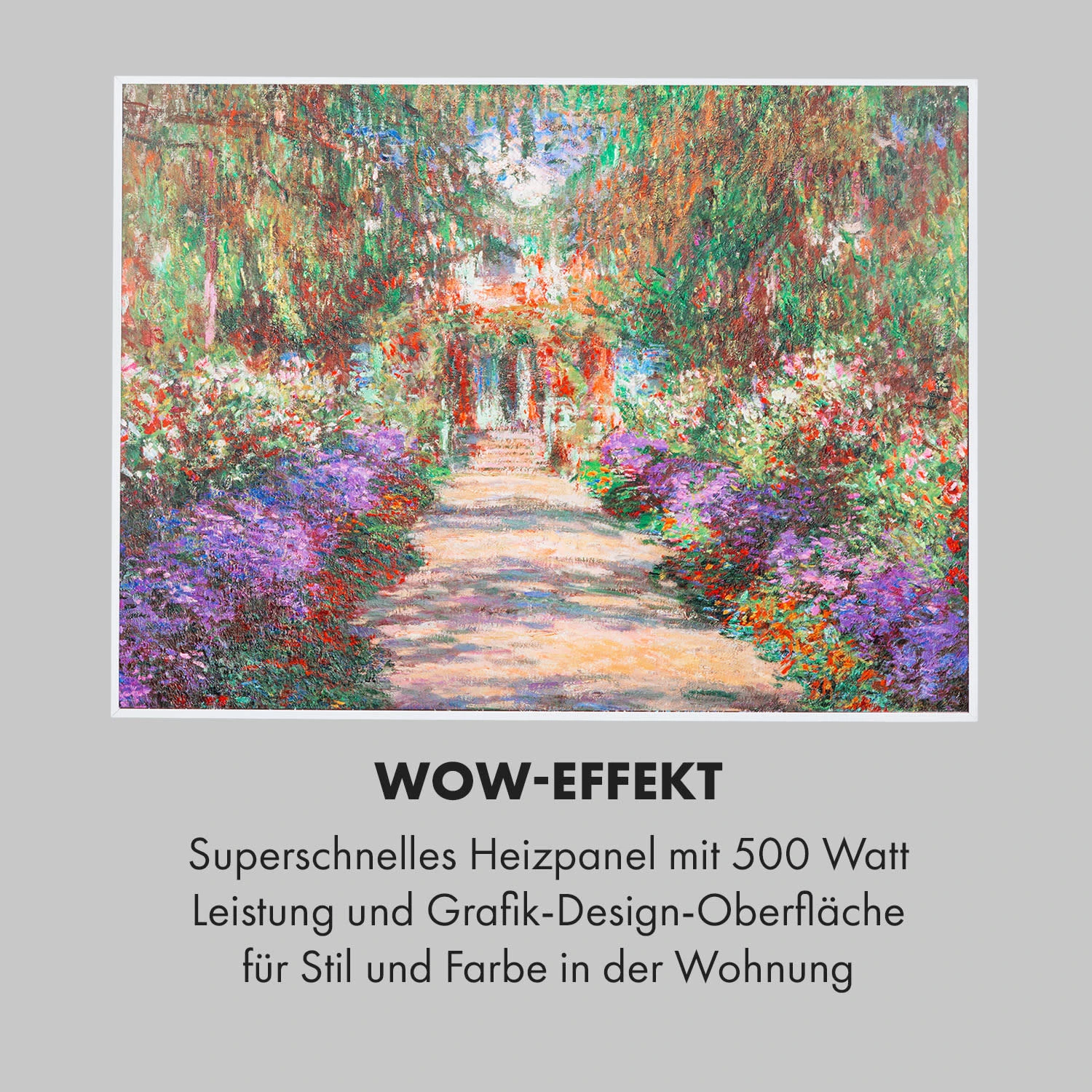 Wonderwall Air Art Smart Infrarotheizung 80x60cm 500W Wandmontage Gartenweg – Bild 5