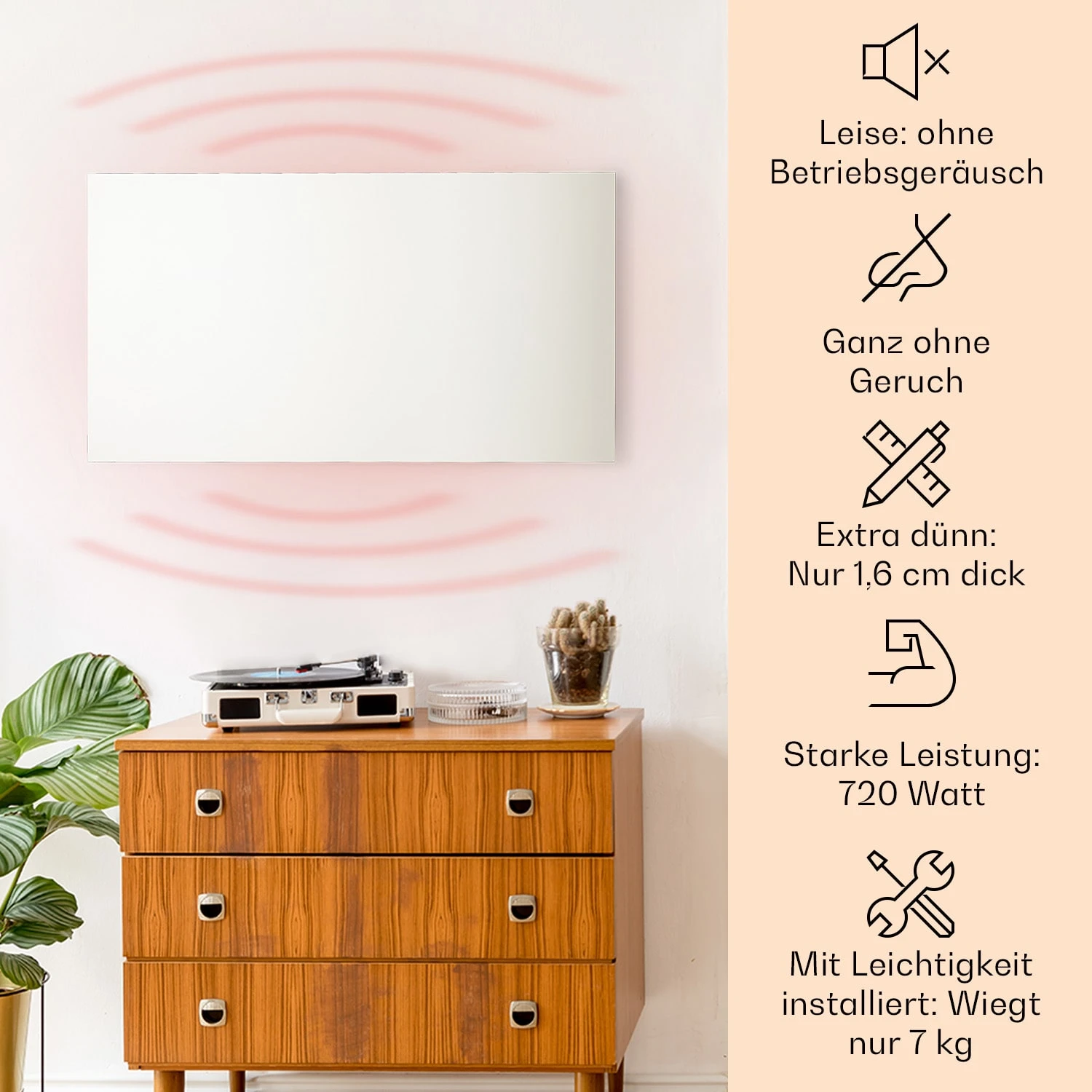 Wonderwall AirInfinite 720 Infrarotheizung 120x60cm 720W Fernbedienung – Bild 2