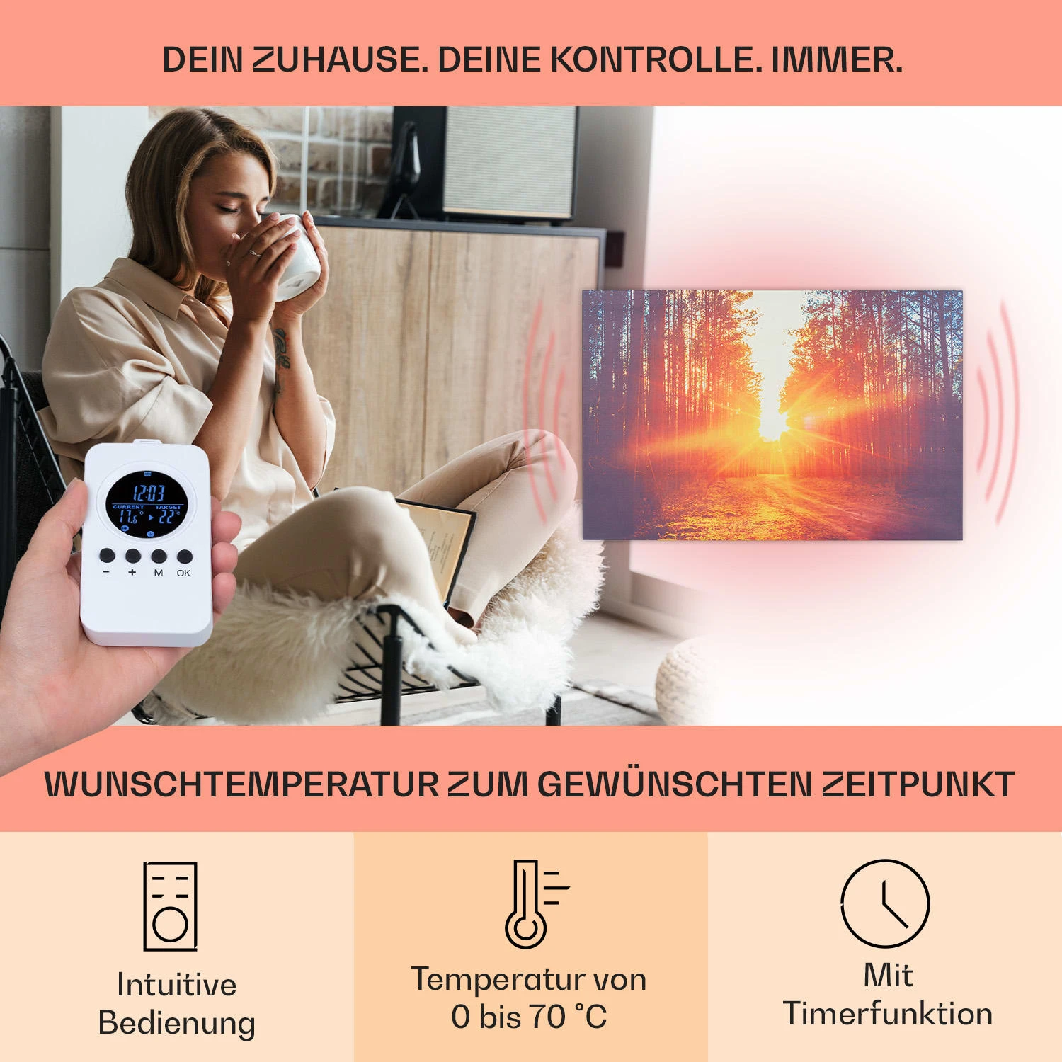 Wonderwall Air Art Infinite 580 Infrarotheizung 90x60 Cm – Bild 3