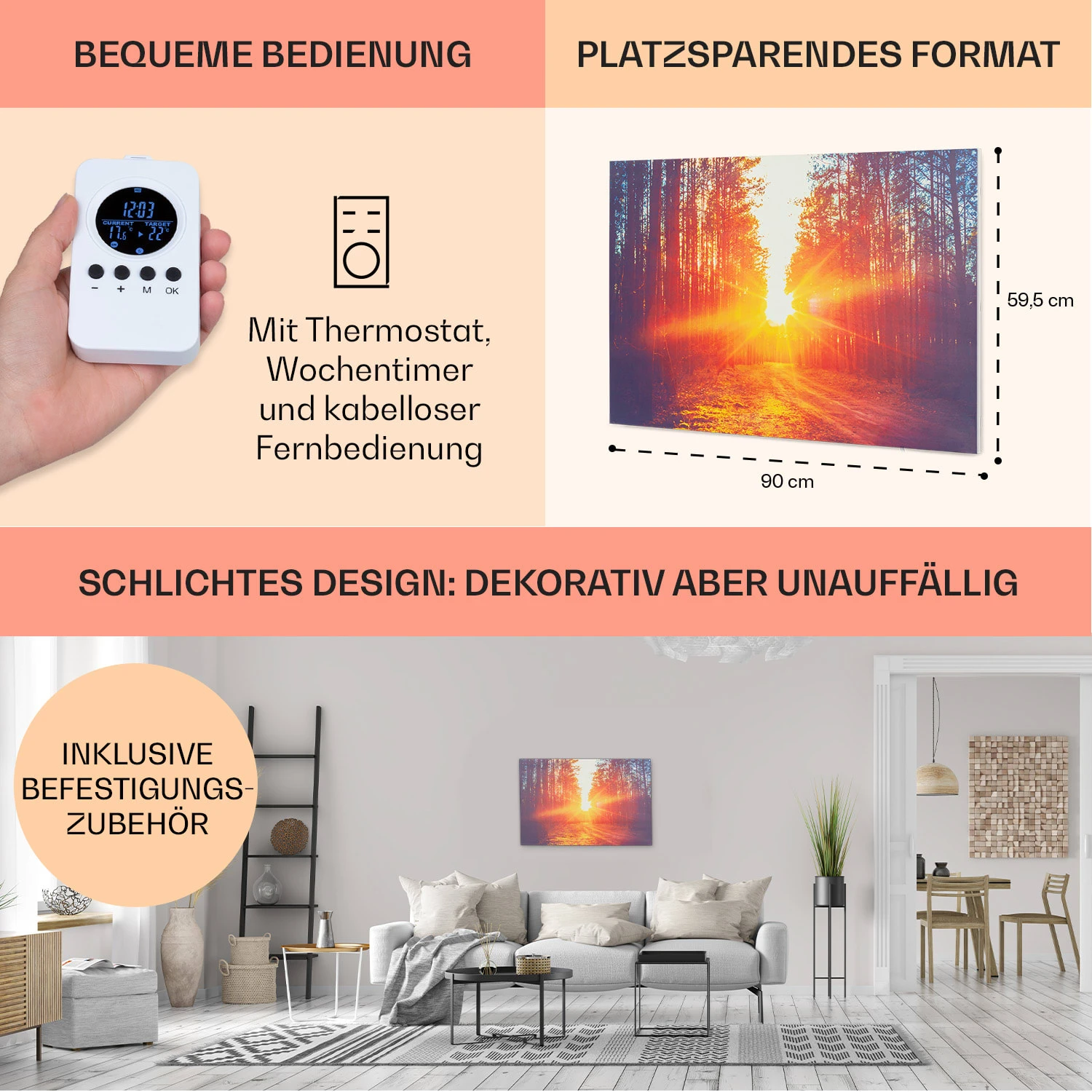 Wonderwall Air Art Infinite 580 Infrarotheizung 90x60 Cm – Bild 6