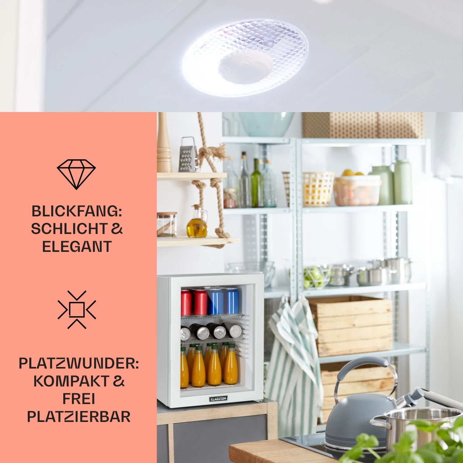 Brooklyn 42 Mini-Kühlschrank Glastür LED Ablage – Bild 3