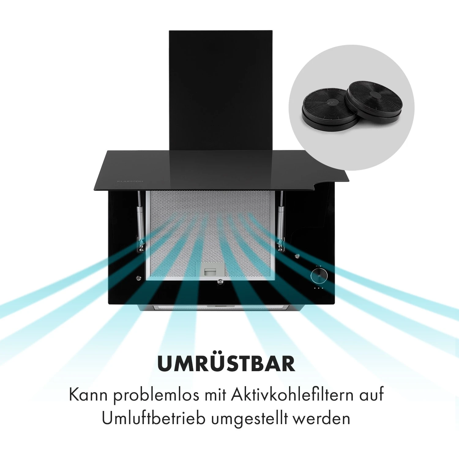 Amelia Dunstabzugshaube 123W 60x47x23,5cm LED-Beleuchtung Touch Glas – Bild 6