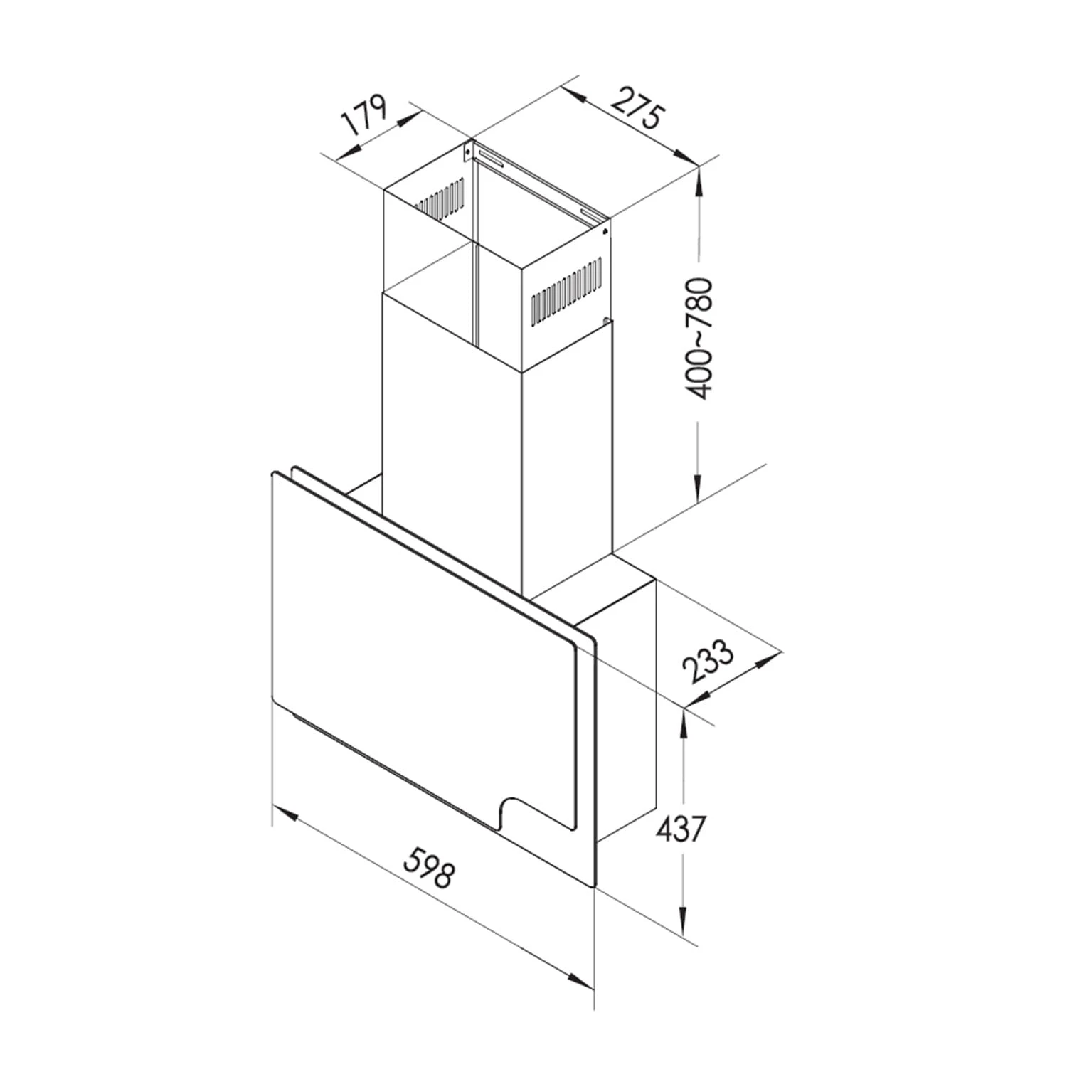 Amelia Dunstabzugshaube 123W 60x47x23,5cm LED-Beleuchtung Touch Glas – Bild 7