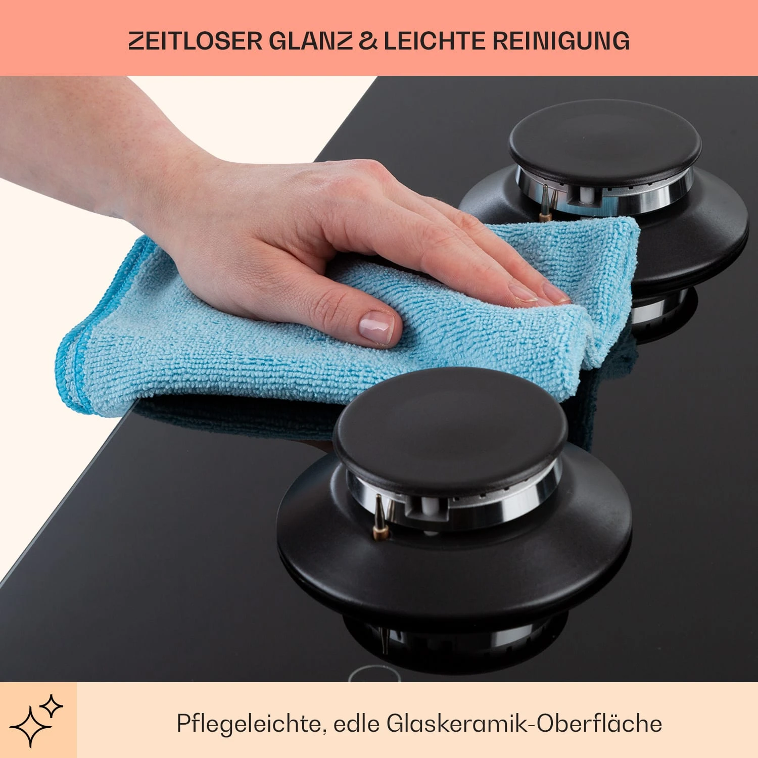 Illuminosa 5 Gaskochfeld 5-flammig Sabaf-Brenner Glaskeramik – Bild 7