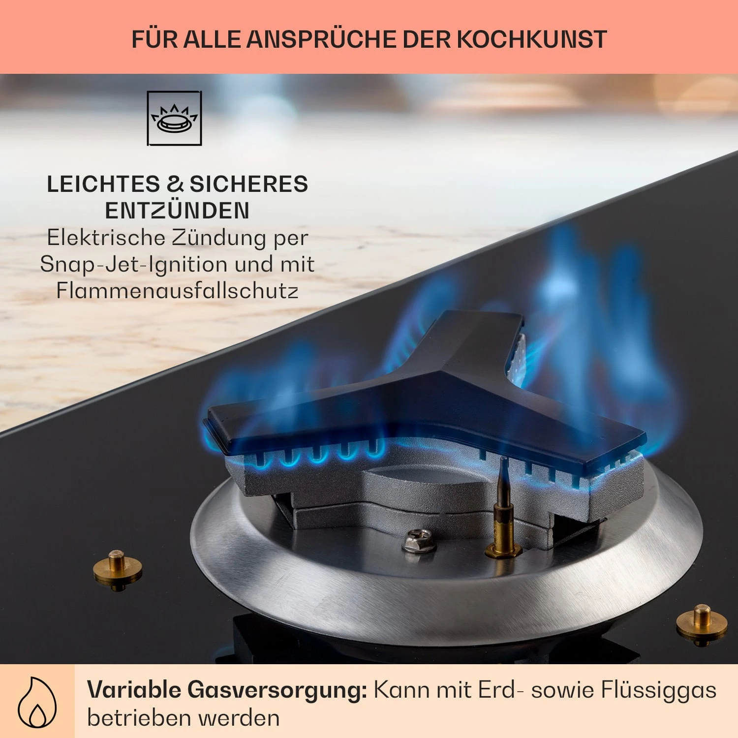 Trifecta 5 Gaskochfeld 5-flammig Triangle-Brenner Glaskeramik – Bild 5