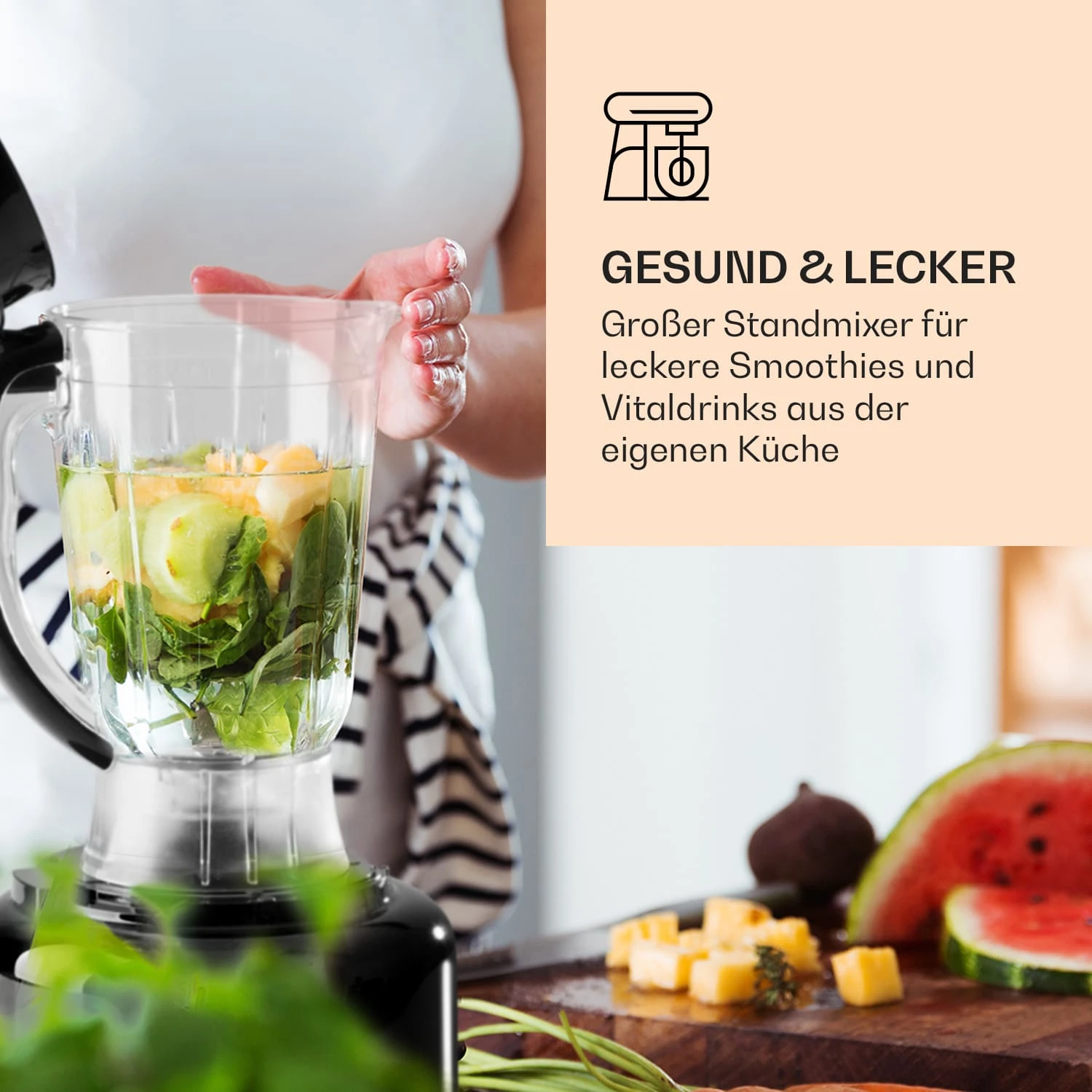 Luca Multifunktionsmixer 1000 W 3 L Stufenlose Geschwindigkeit 6 Modi – Bild 4