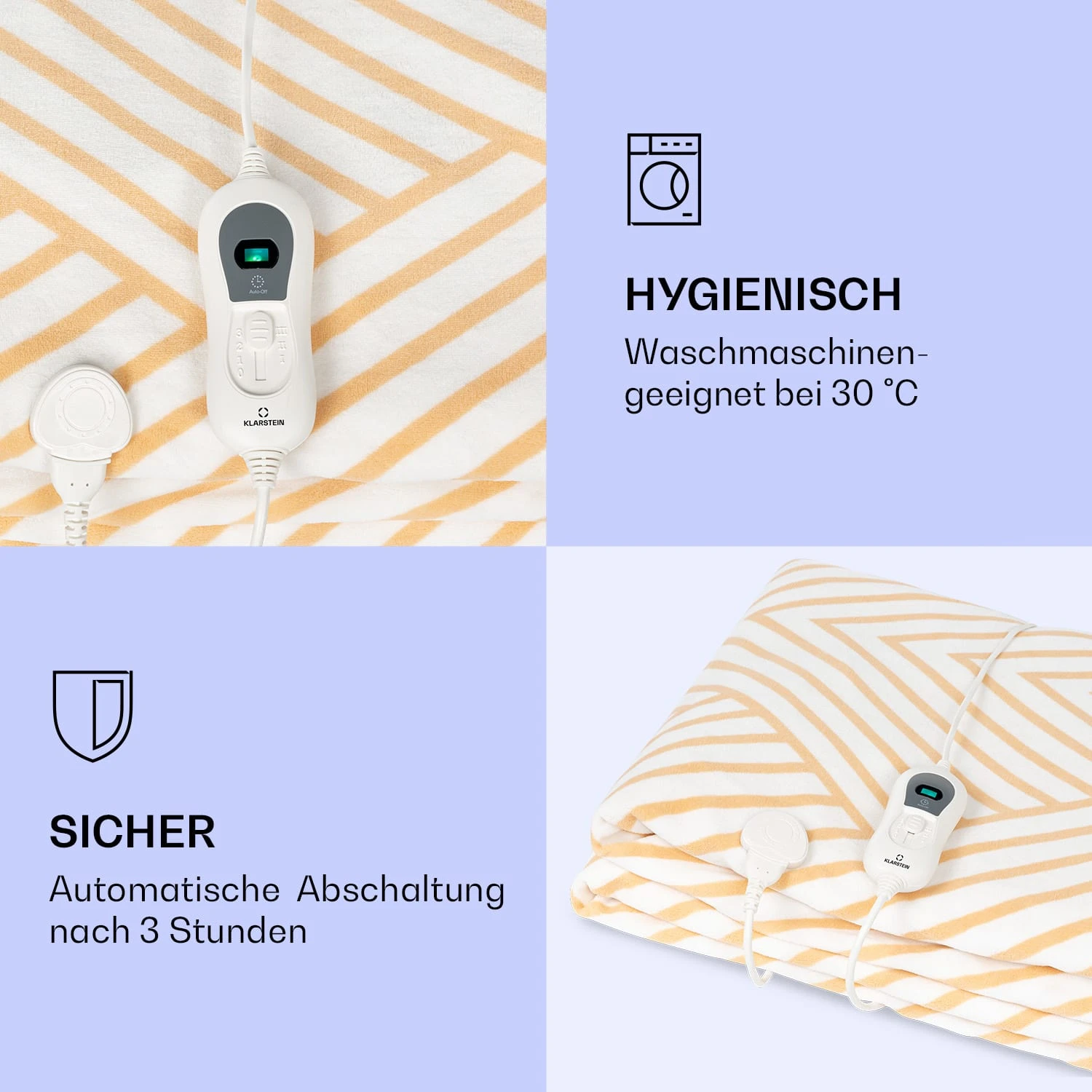 Dr. Watson XXL Heizdecke 3 Stufen Waschbar 200x180cm Mikroplüsch – Bild 4