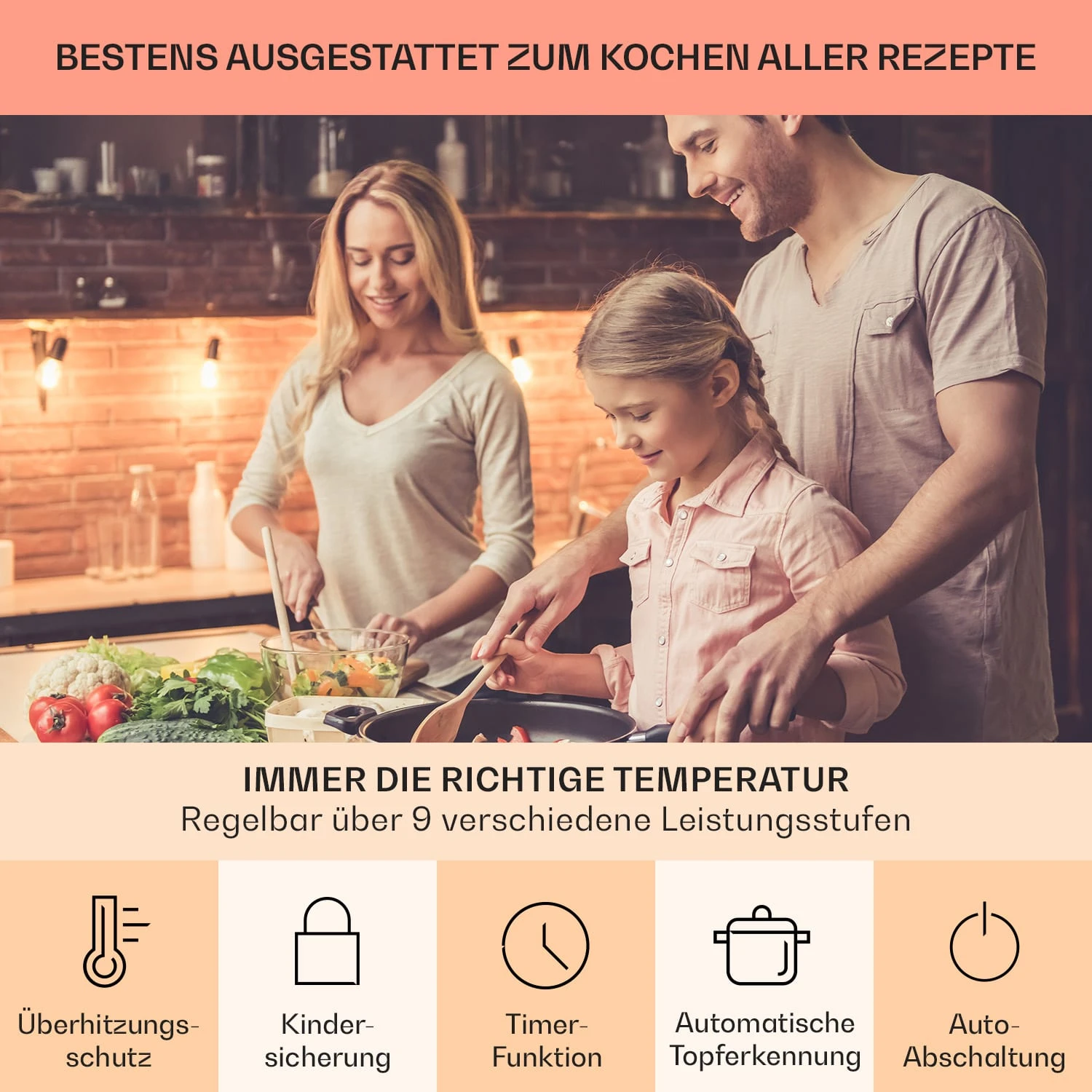 Virtuosa 4 Einbaukochfeld 4 Zonen 6500W Glaskeramik – Bild 5