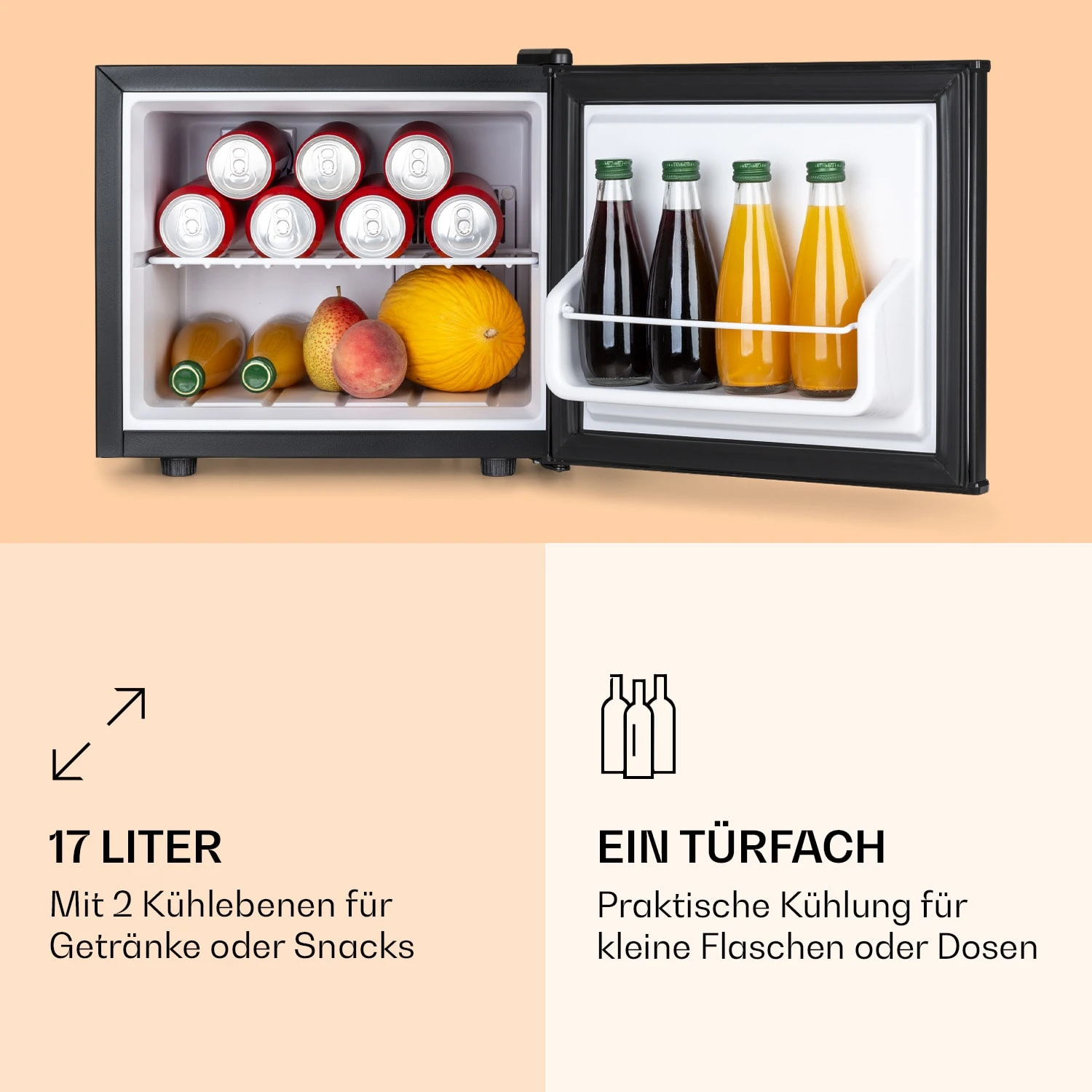 Geheimversteck Mini-Kühlschrank 2 Ebenen 17Ltr. 26dB Thermoelektrisch – Bild 3