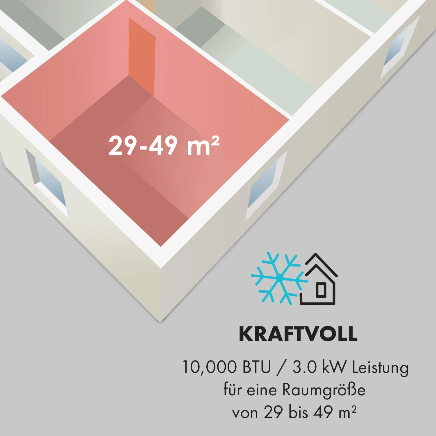 Metrobreeze Rom Smart Mobile Klimaanlage 10.000 BTU 3 KW Fernbedienung – Bild 5