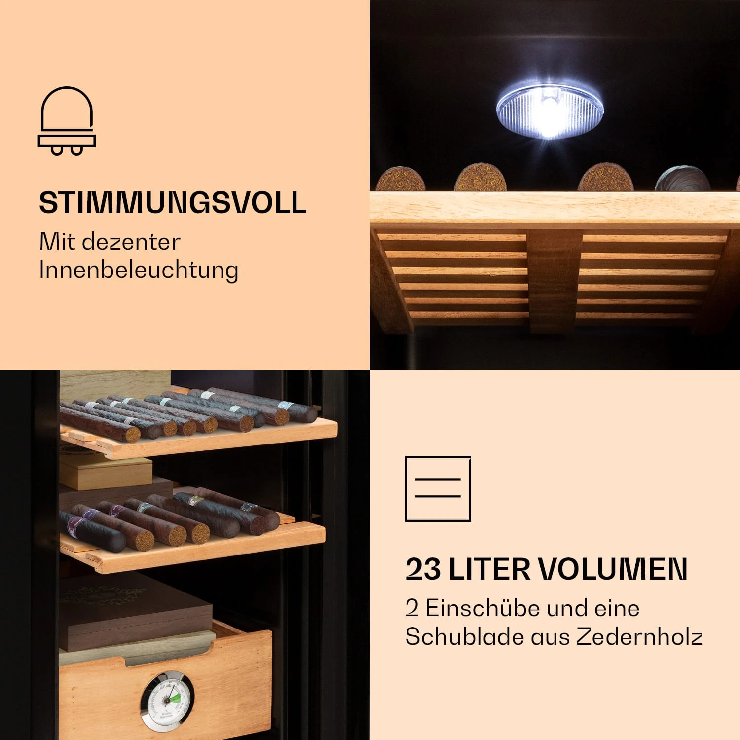 El Presidente 23 Humidor 45 W Touch Buchenholz 23L LED – Bild 6