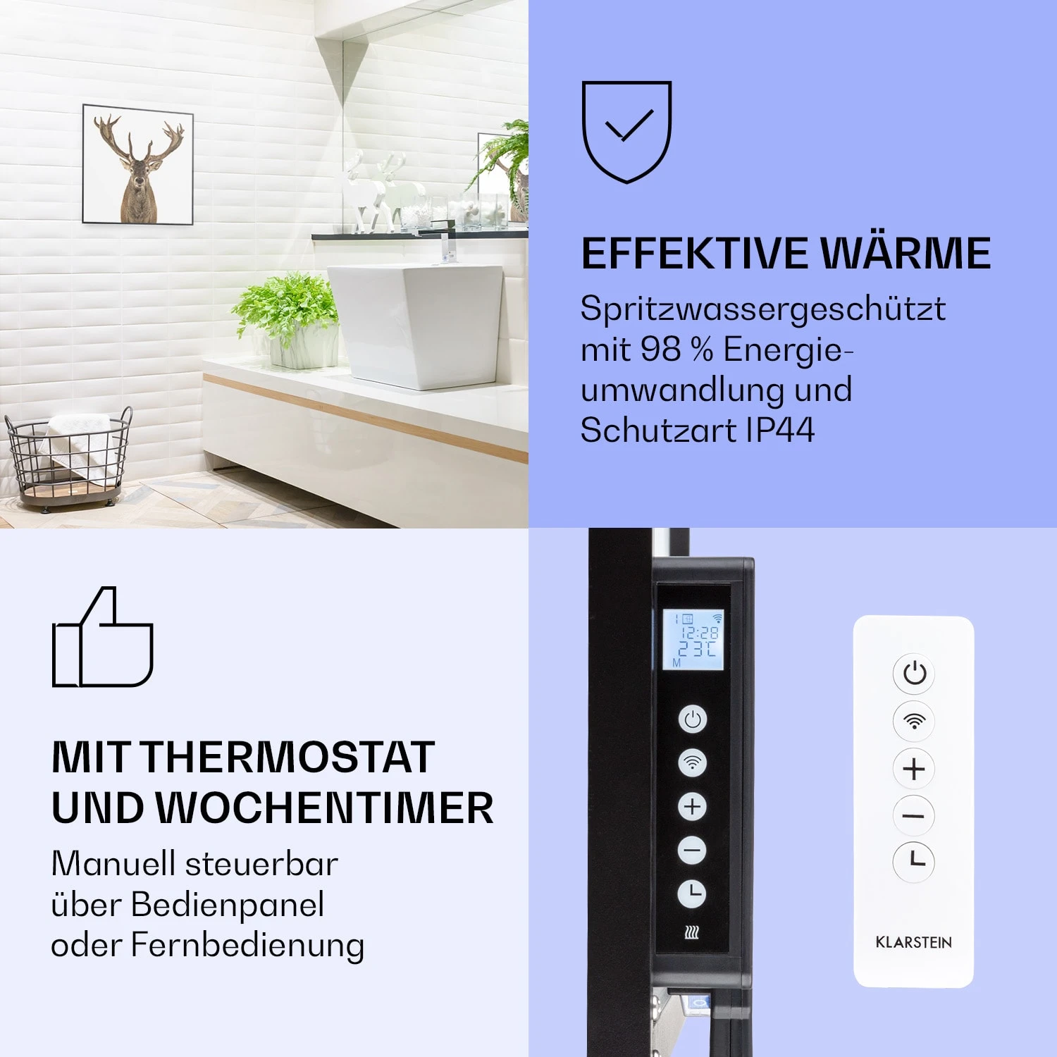 Wonderwall Air Art Smart Infrarotheizung Hirsch 60x60cm 350W – Bild 4