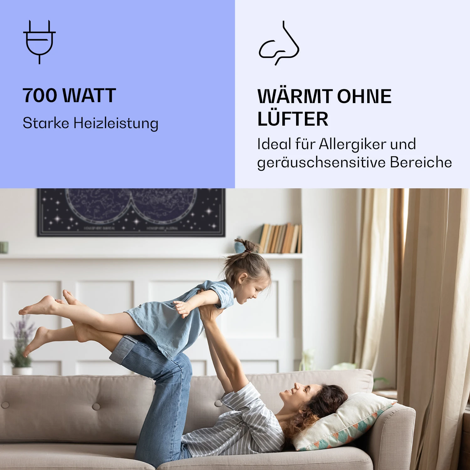 Wonderwall Air Art Smart Infrarotheizung Himmelskarte 120x60cm 700W – Bild 5