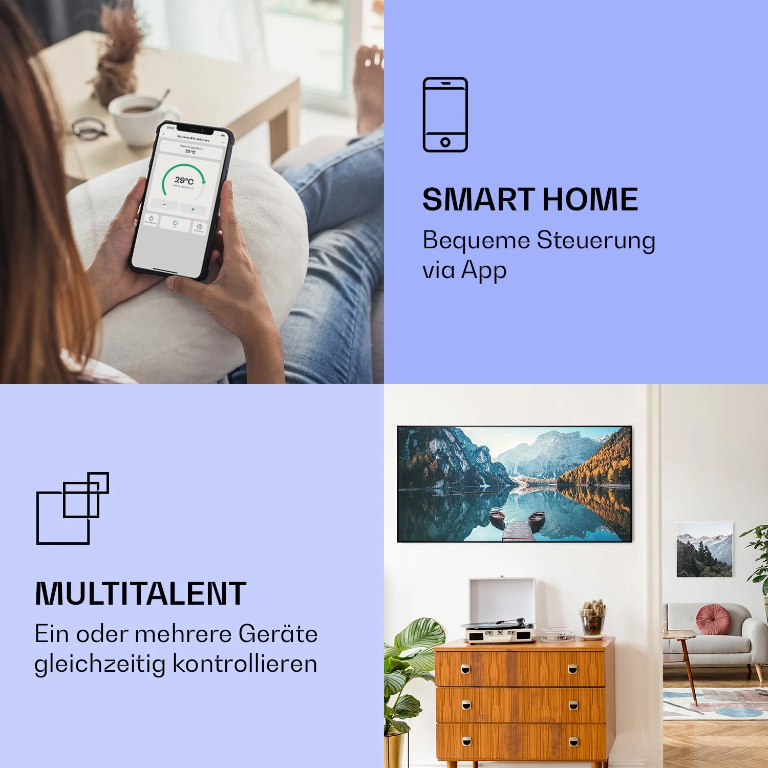 Wonderwall Air Art Smart Infrarotheizung See Horizontal 120x60cm 700W – Bild 2