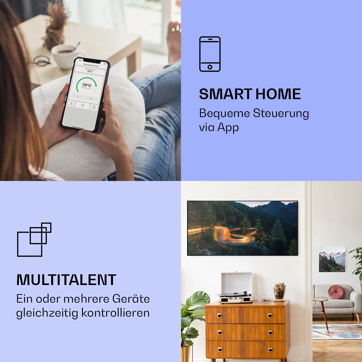 Wonderwall Air Art Smart Infrarotheizung Bergstraße 120x60cm 700W – Bild 2