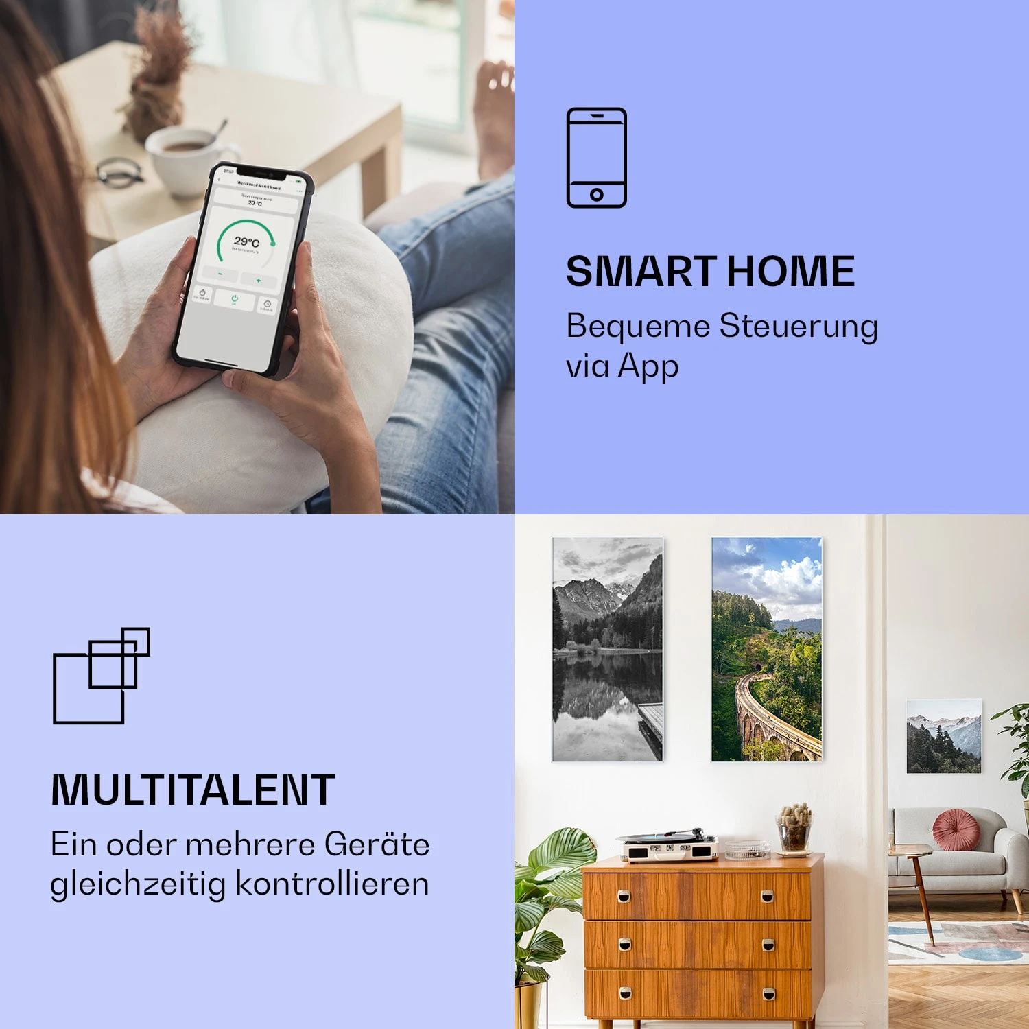 Wonderwall Air Art Smart Infrarotheizung See 60x120cm 700W – Bild 2