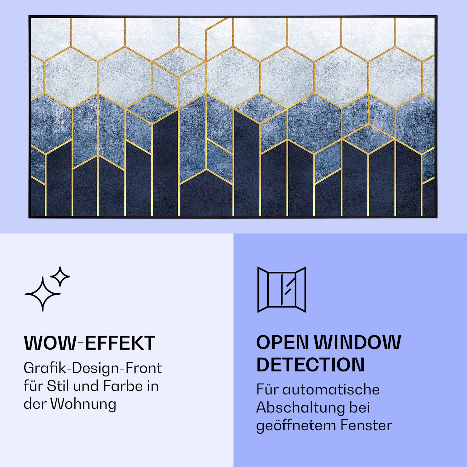 Wonderwall Air Art Smart Infrarotheizung Blaue Linie 120x60cm 700W – Bild 6