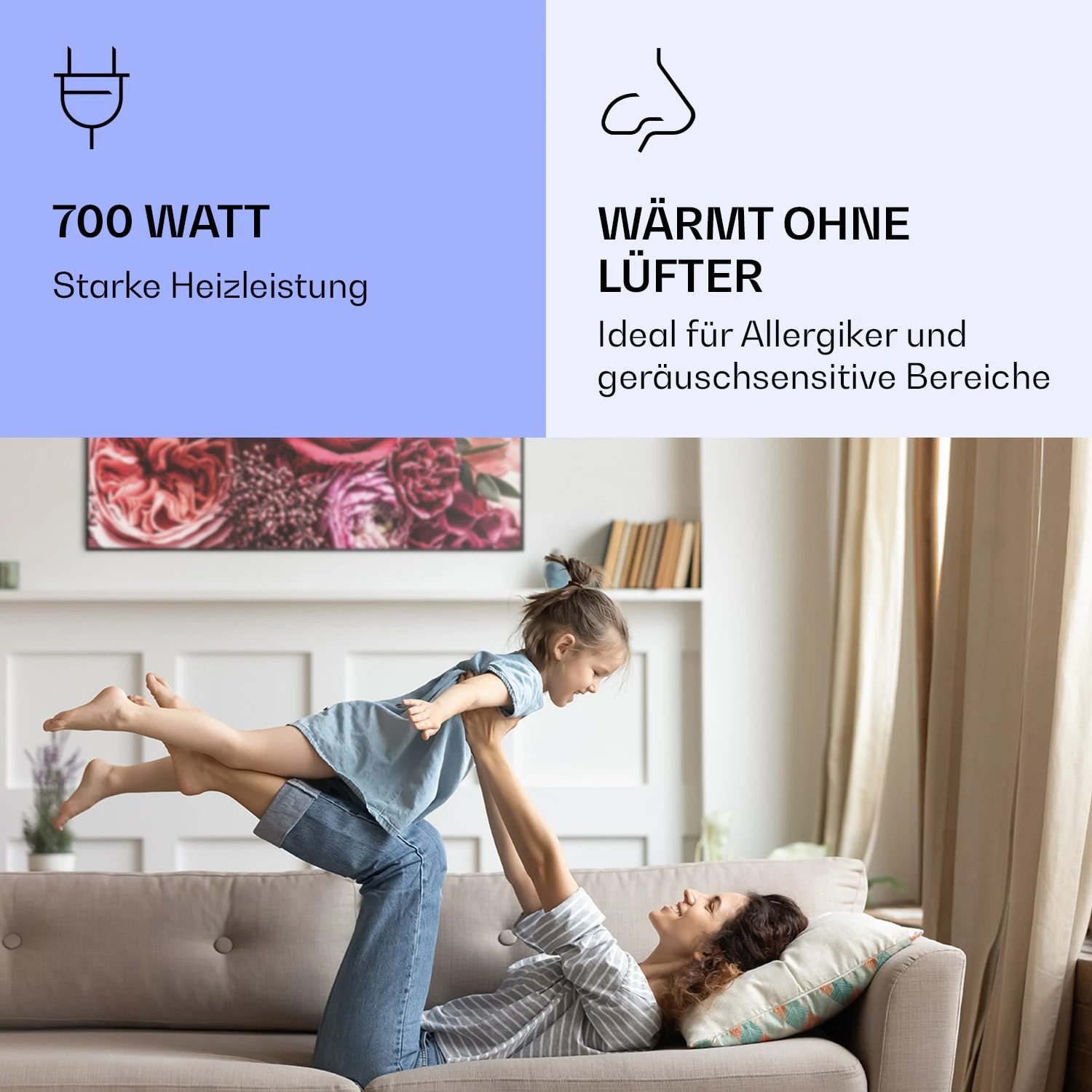 Wonderwall Air Art Smart Infrarotheizung Blume 120x60cm 700W – Bild 5