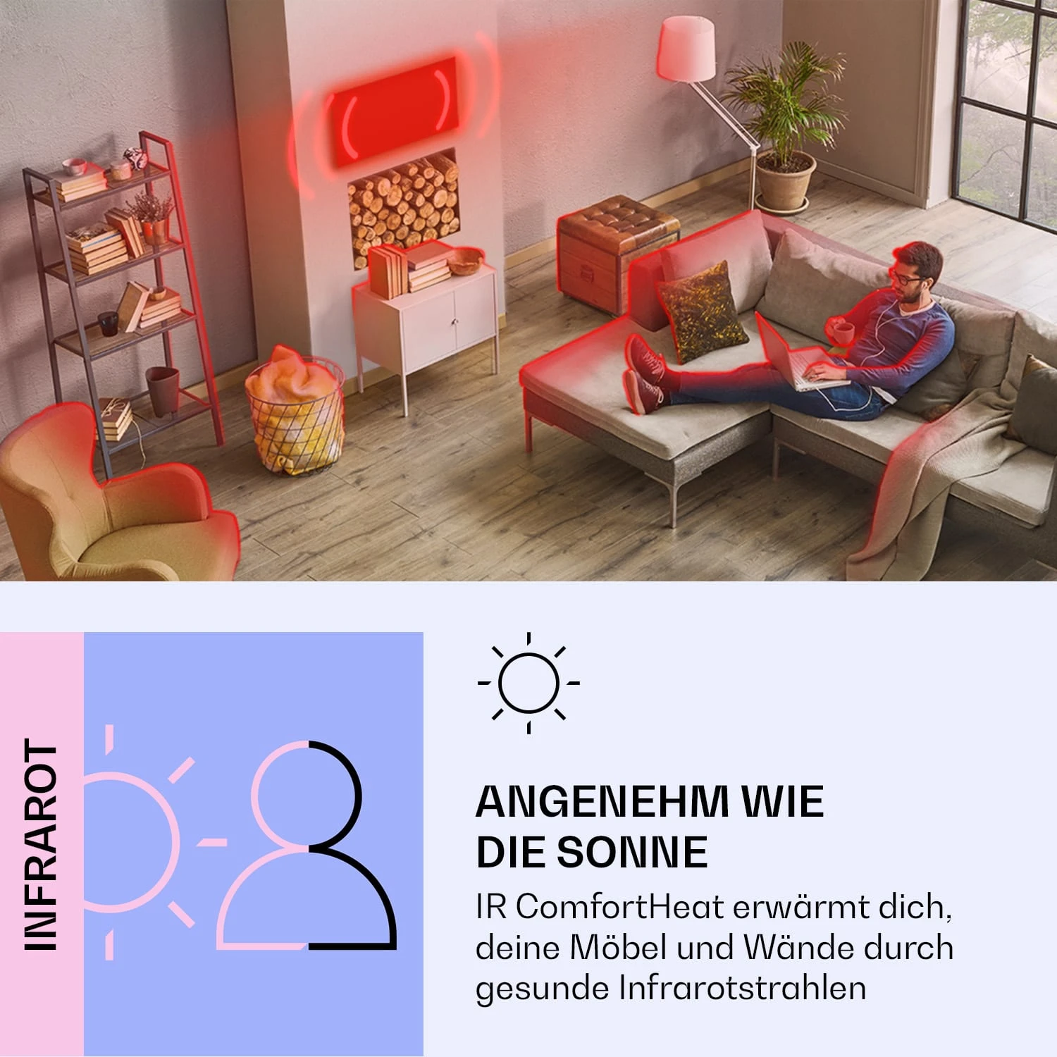 Wonderwall Air Art Smart Infrarotheizung Blatt 120x60cm 700W – Bild 3