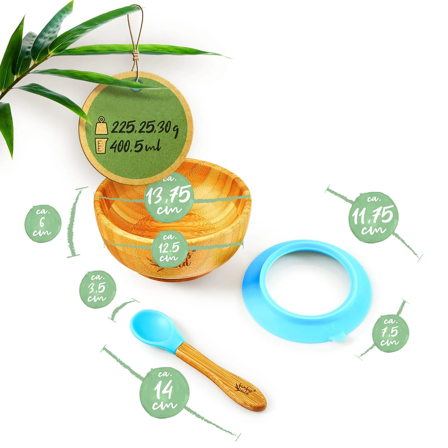 Kindergeschirr Mit Bambusschale Und Löffel 400 Ml Inkl. Saugnapf Ø: 13,7 Cm – Bild 6