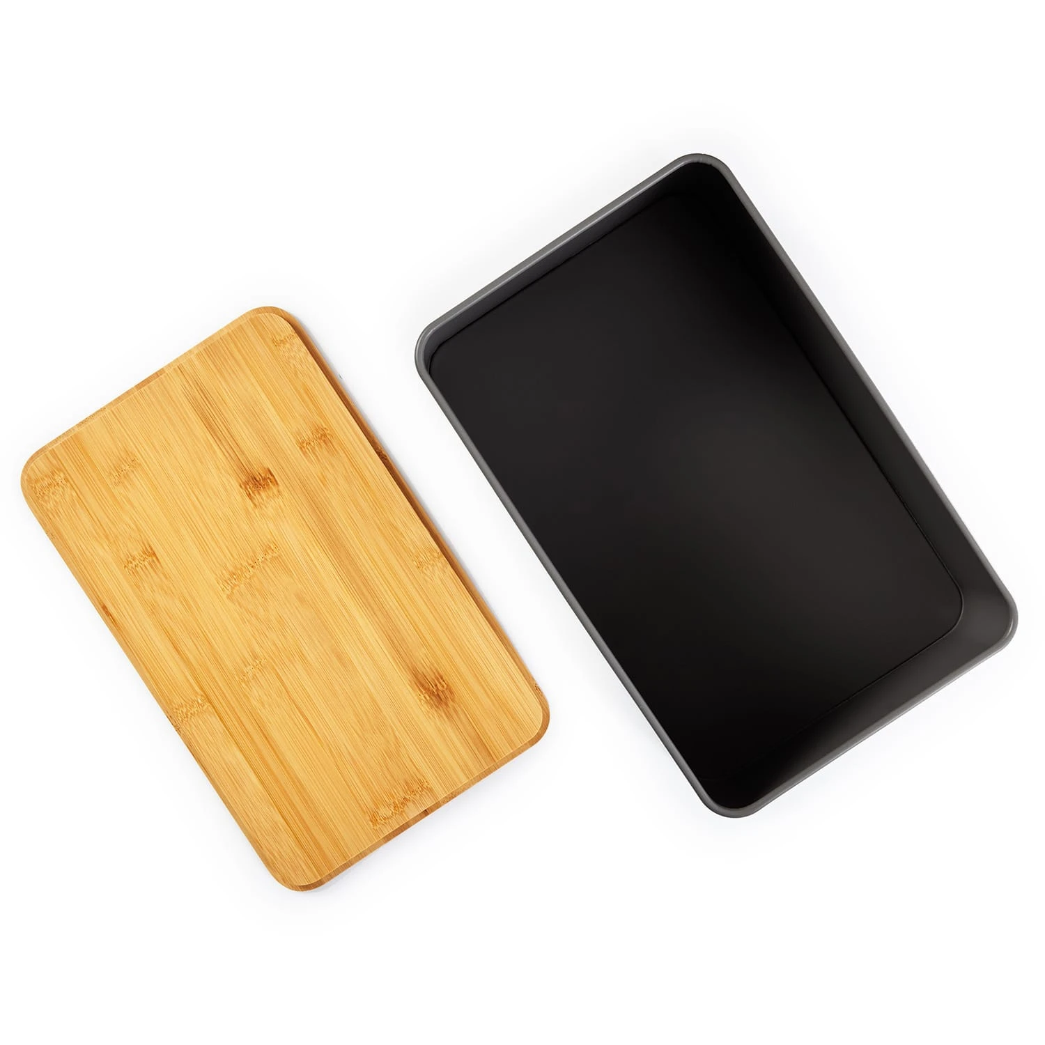 Stigby 2-in-1 Brotkasten Mit Schneidebrett Metallblech Bambus – Bild 3