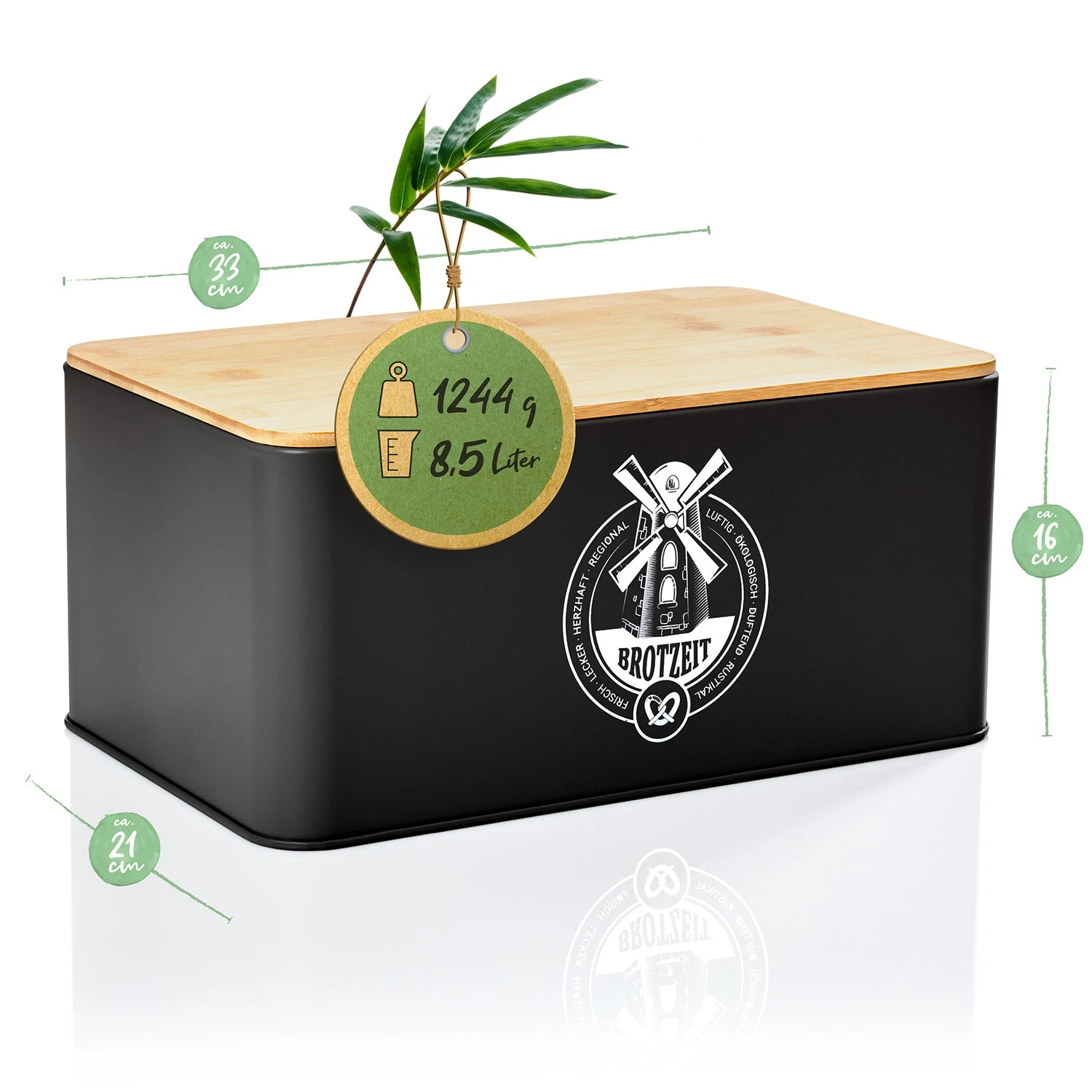 Stigby 2-in-1 Brotkasten Mit Schneidebrett Metallblech Bambus – Bild 7