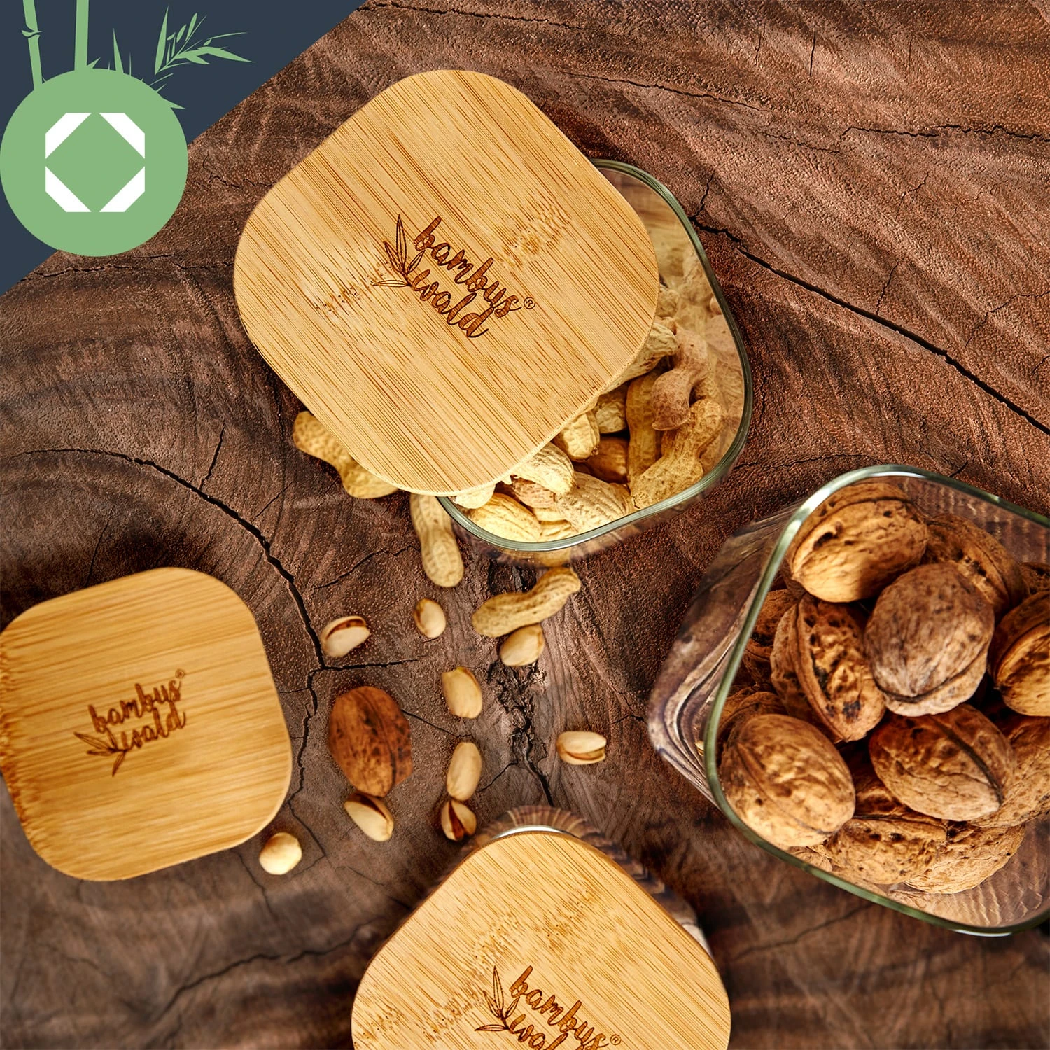 Eckiges Glas Mit Bambusdeckel Luftdicht Mit Silikonring 10x20,5x10 Cm 3x 1500 Ml – Bild 5