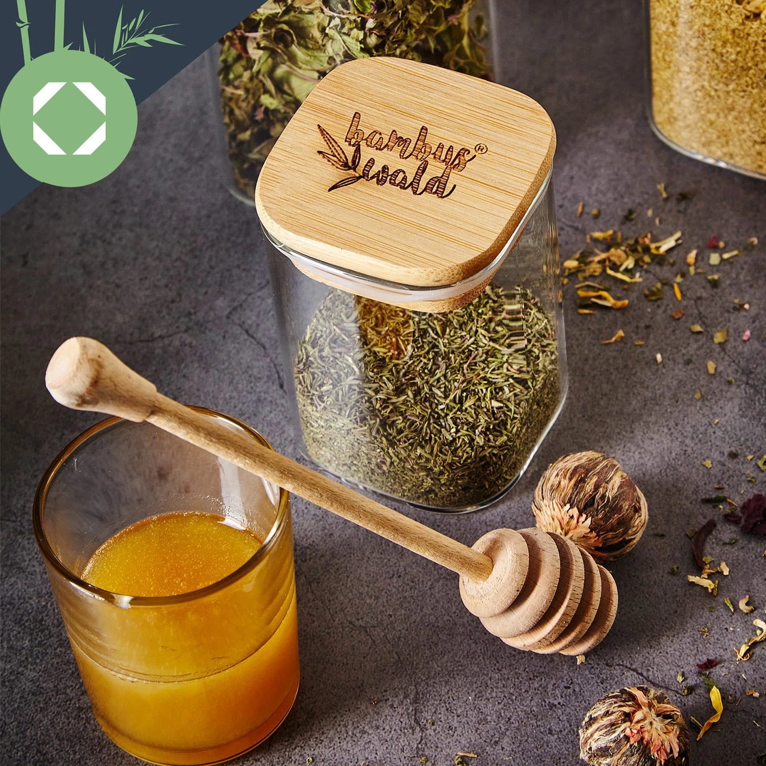 Eckiges Glas Mit Bambusdeckel Luftdicht Mit Silikonring 10x20,5x10 Cm 3x 1500 Ml – Bild 6