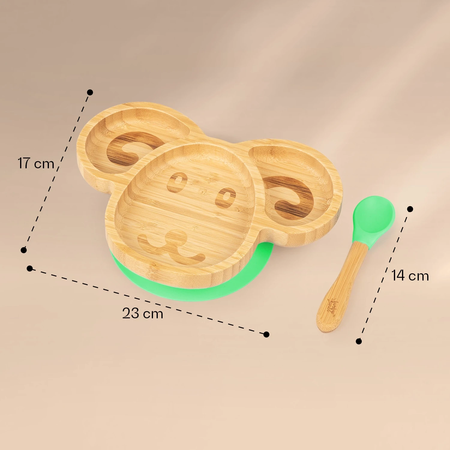 Kindergeschirr Bambusteller & Löffel 250 Ml Inkl. Saugnapf 18 X 18 Cm – Bild 6