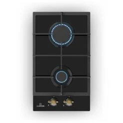 Victoria Domino Gaskochfeld 2-flammig Sabaf-Brenner Glaskeramik Retro-Look