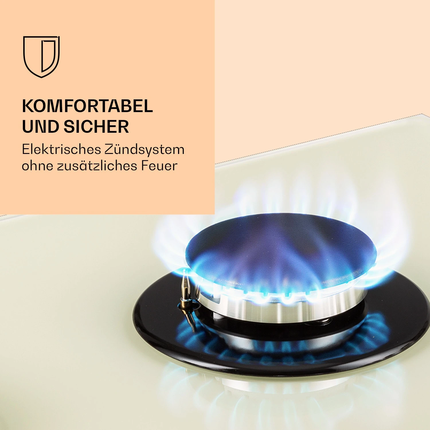 Victoria 5 Gaskochfeld 5-flammig Sabaf-Brenner Glaskeramik Retro-Look – Bild 4