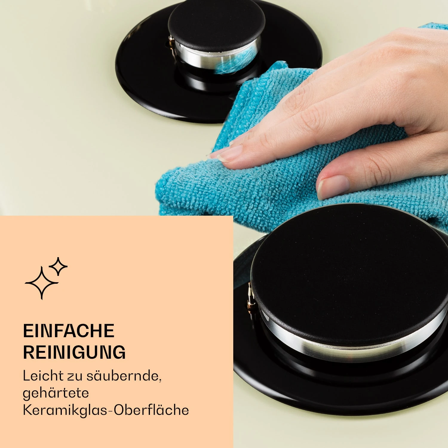 Victoria 5 Gaskochfeld 5-flammig Sabaf-Brenner Glaskeramik Retro-Look – Bild 7