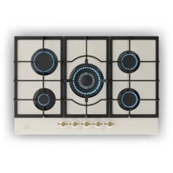 Victoria 5 Gaskochfeld 5-flammig Sabaf-Brenner Glaskeramik Retro-Look