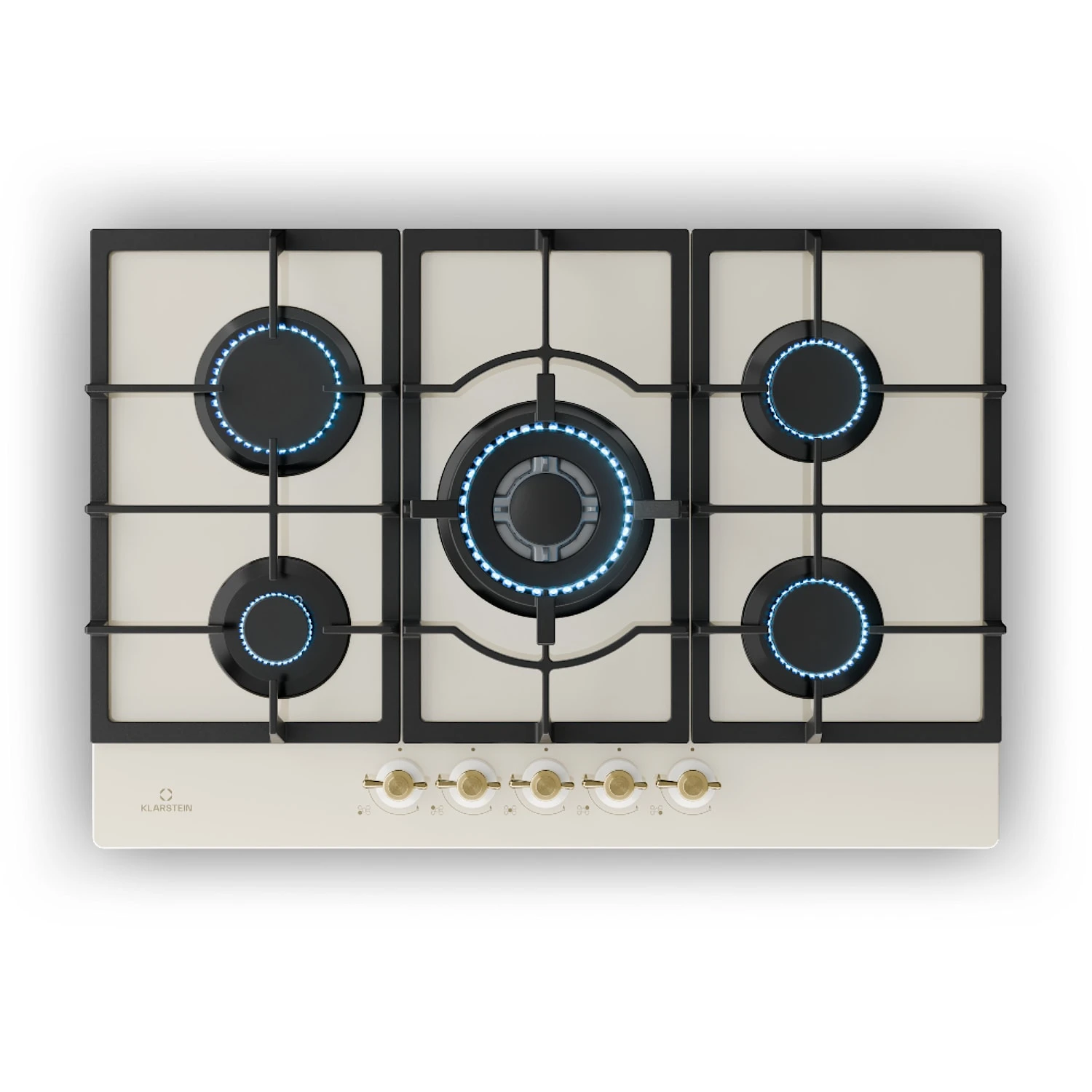 Victoria 5 Gaskochfeld 5-flammig Sabaf-Brenner Glaskeramik Retro-Look