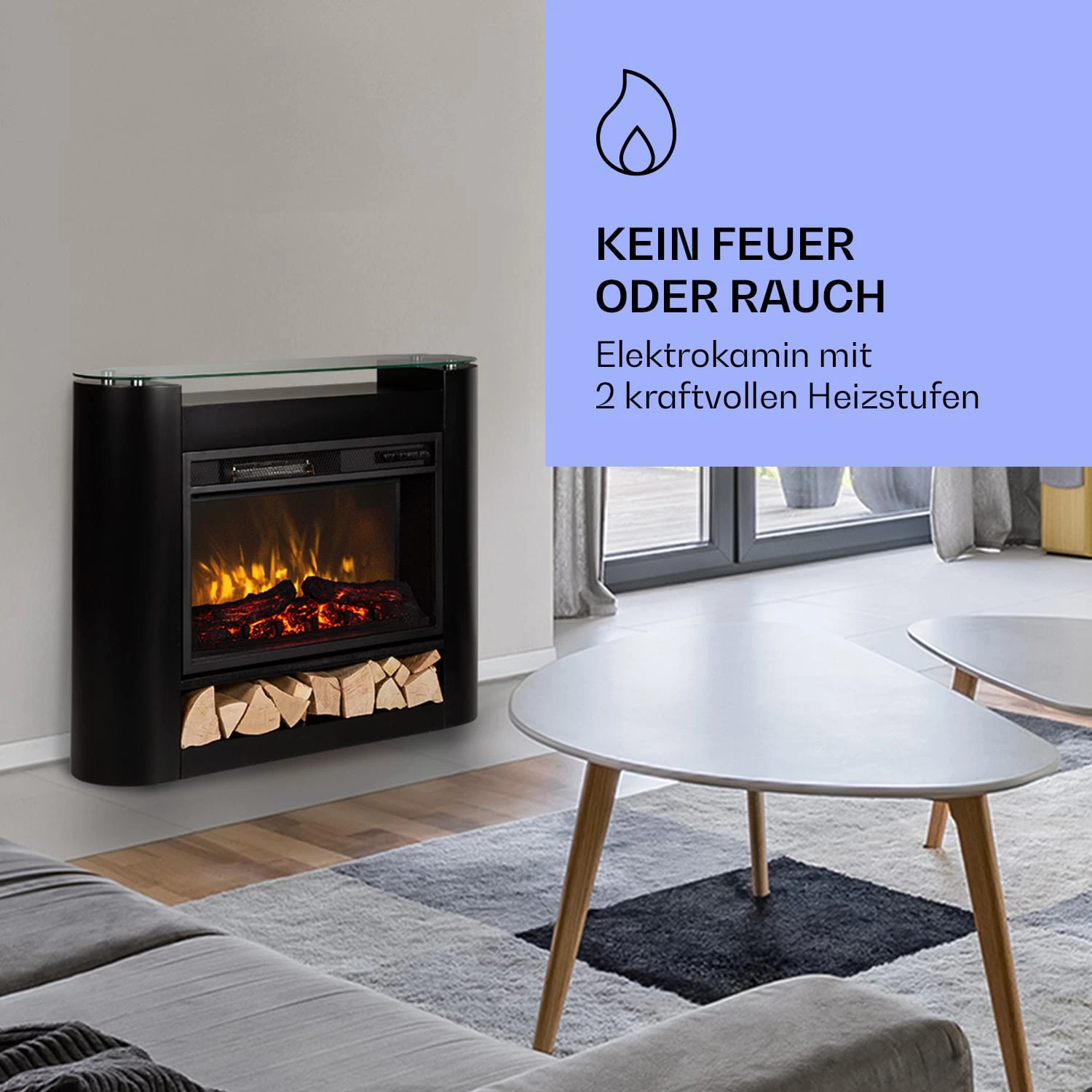 Studio 10 Arc Elektrokamin 1800 W LED-Flammen Heizlüfter Fernbedienung – Bild 2