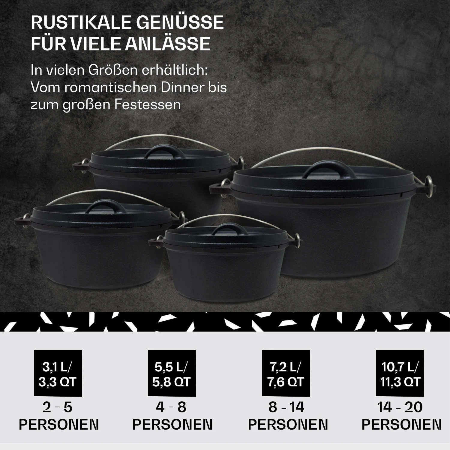 Galloway Dutch Oven 4.5 BBQ-Topf Gusseisen Größe S / 4.5 Qt – Bild 6