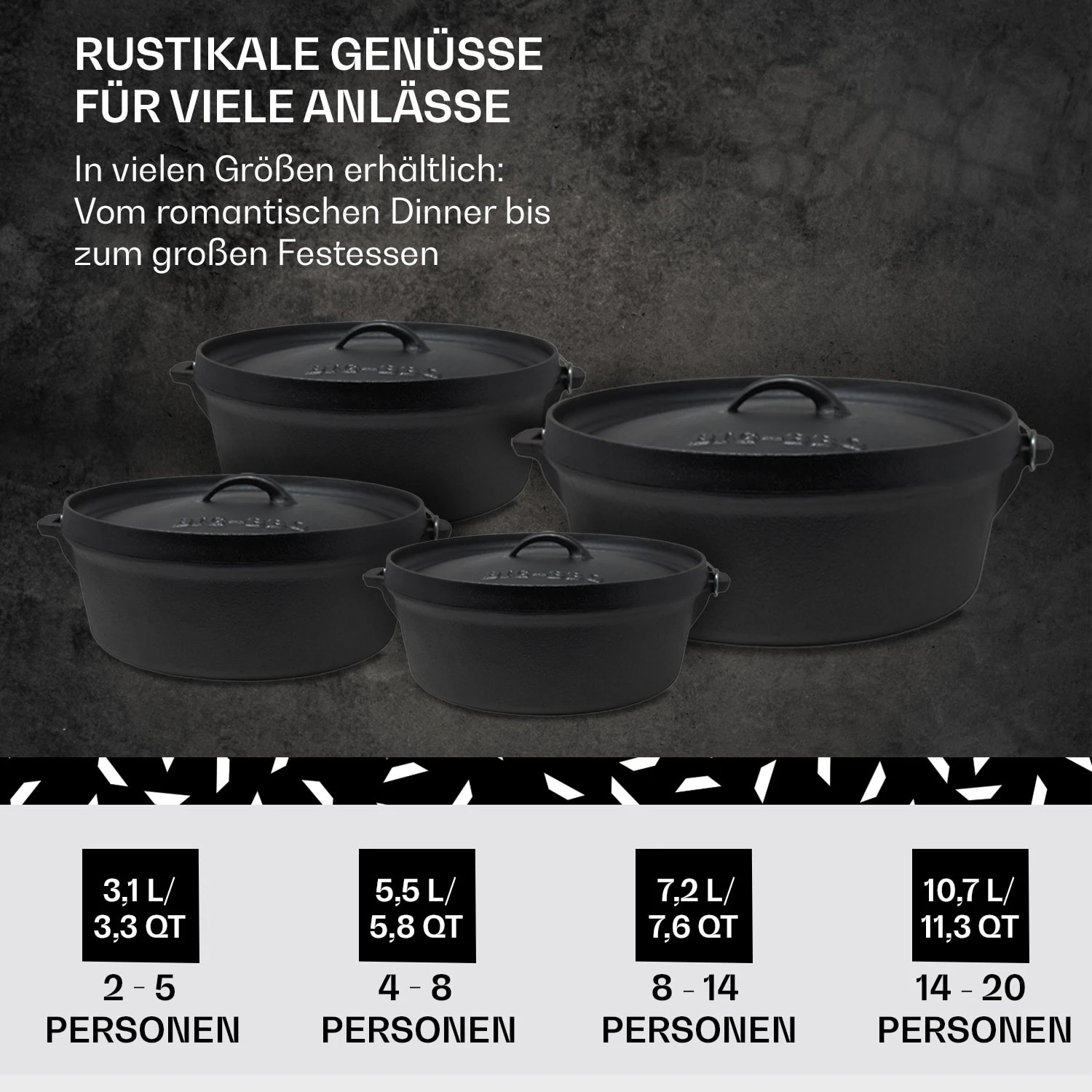 Galloway Dutch Oven 6.0 BBQ-Topf Gusseisen Voreingebrannt Größe M / 6 Qt – Bild 6