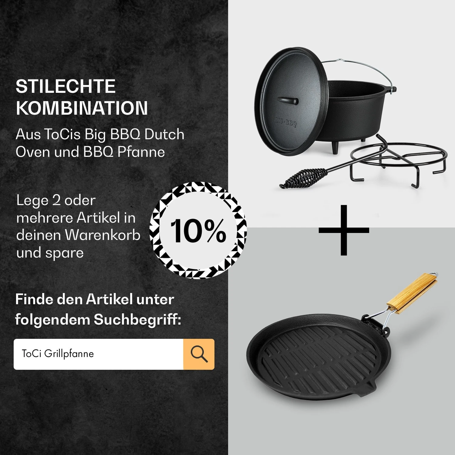Galloway Dutch Oven 9.0 BBQ-Topf Gusseisen Standfüße Größe L / 9 Qt – Bild 7