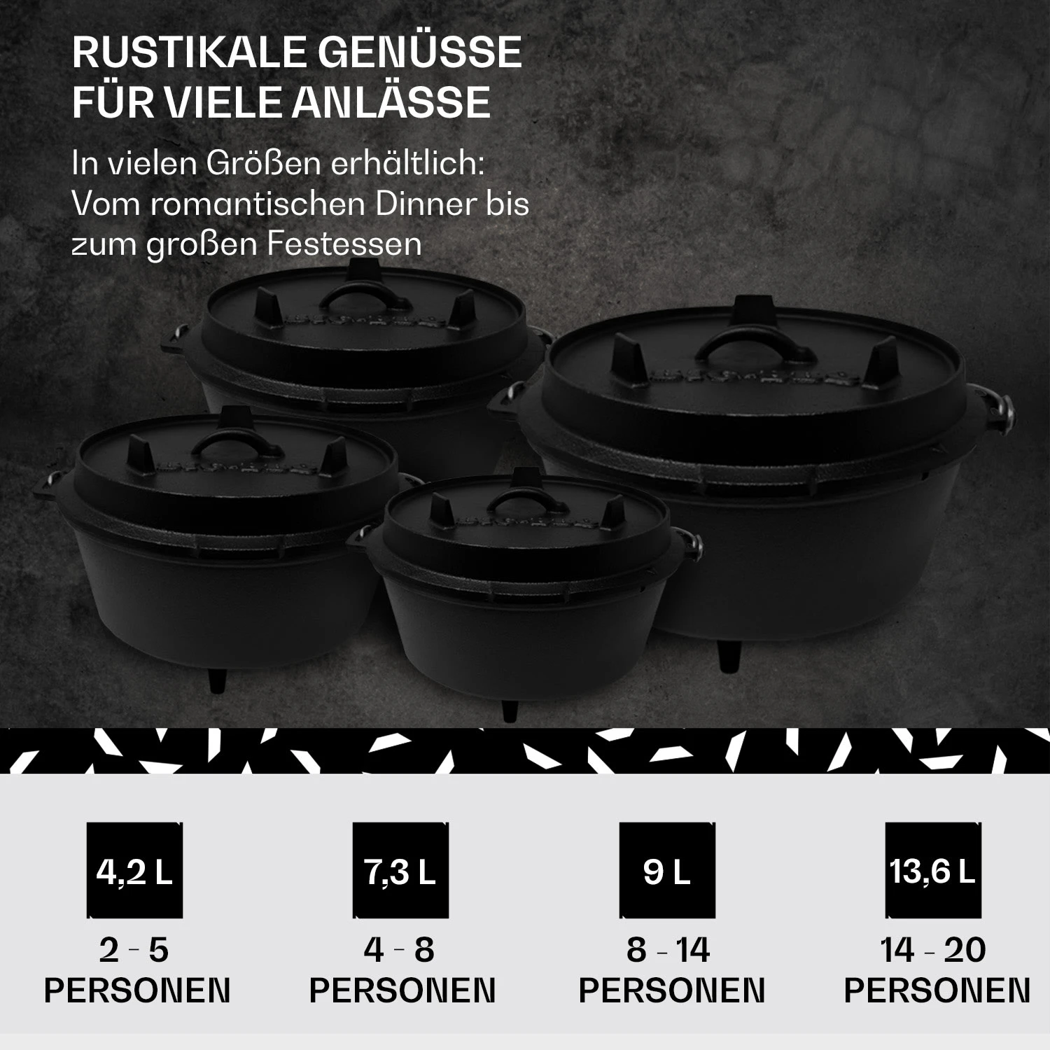Guernsey Premium Dutch Oven 9.0 BBQ-Topf Gusseisen Standfüße Größe L / 9 Qt – Bild 6