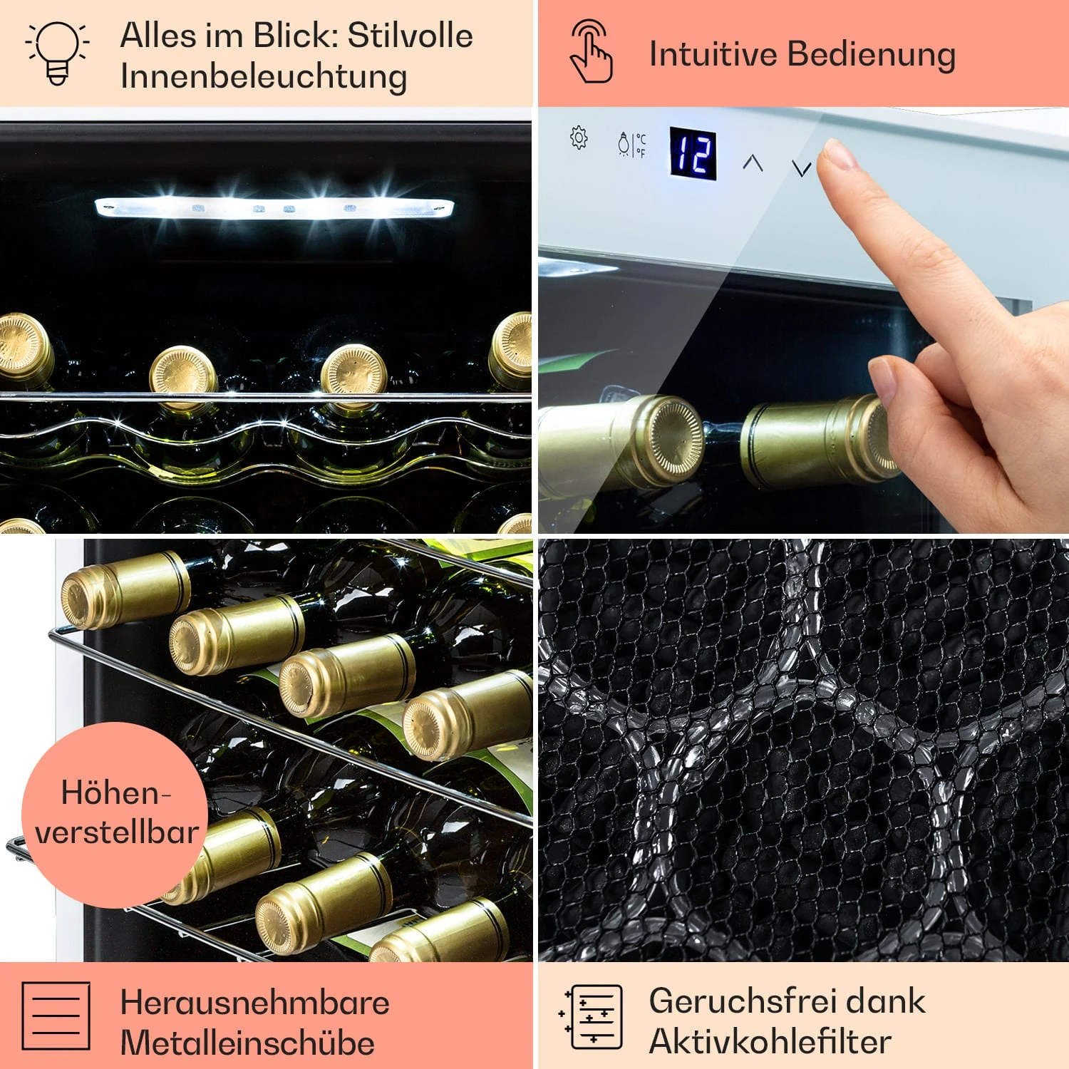 Shiraz 16 Quartz Weinkühlschrank 42l Touch-Bedienfeld 160 W 5-18 °C – Bild 5